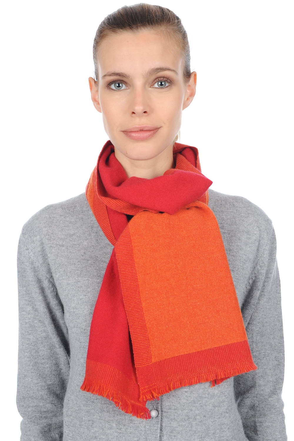 Cashmere ladies scarves mufflers tonnerre paprika blood red 180 x 24 cm