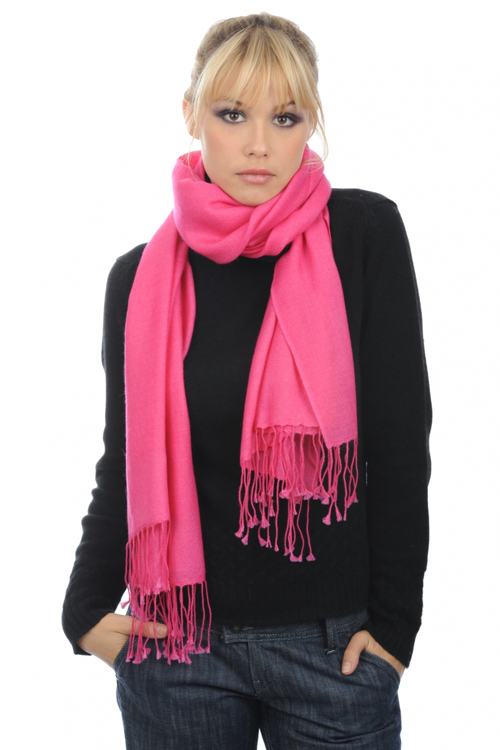 Cashmere ladies shawls diamant icecream pink 204 cm x 92 cm