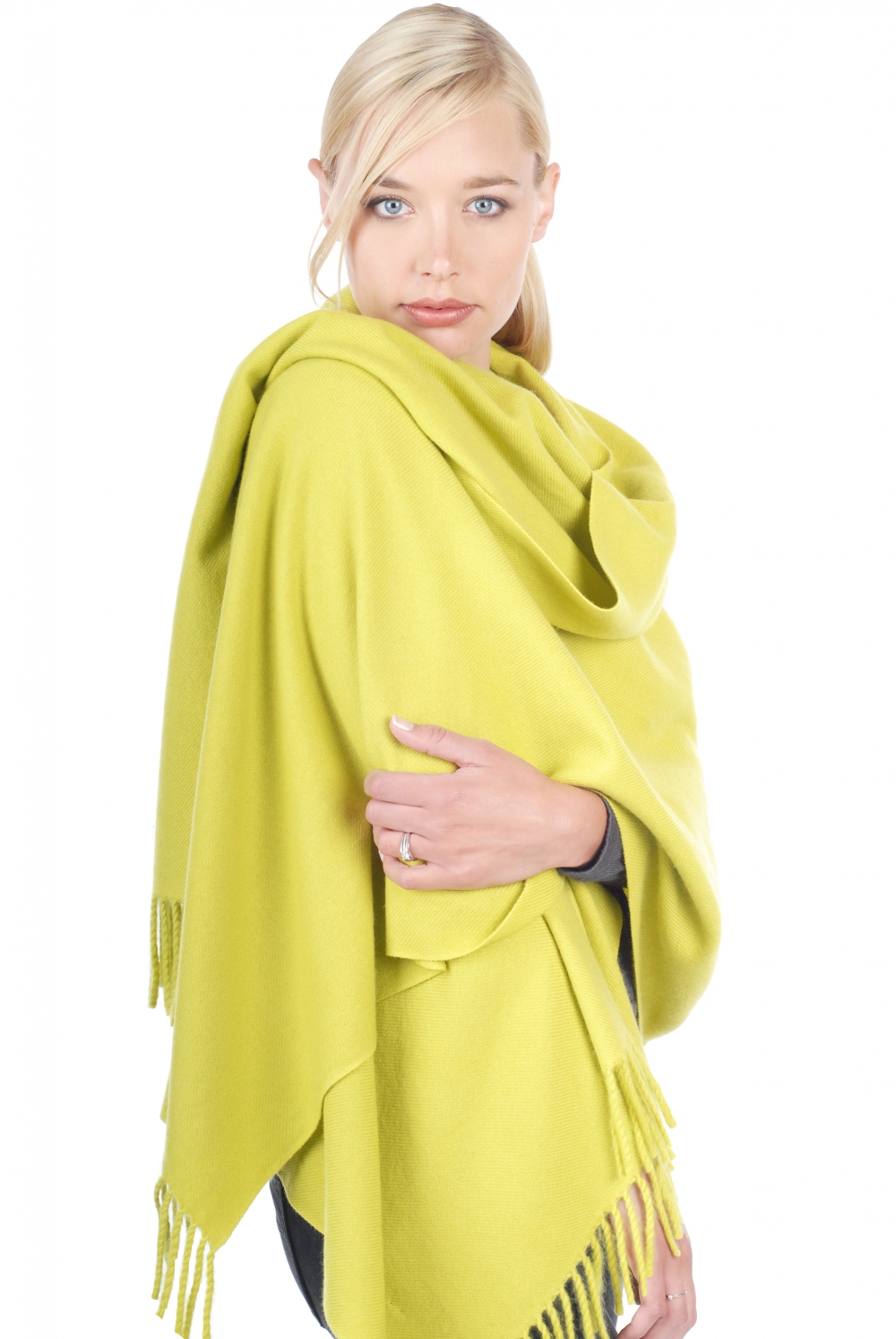 Cashmere ladies shawls niry chartreuse 200x90cm