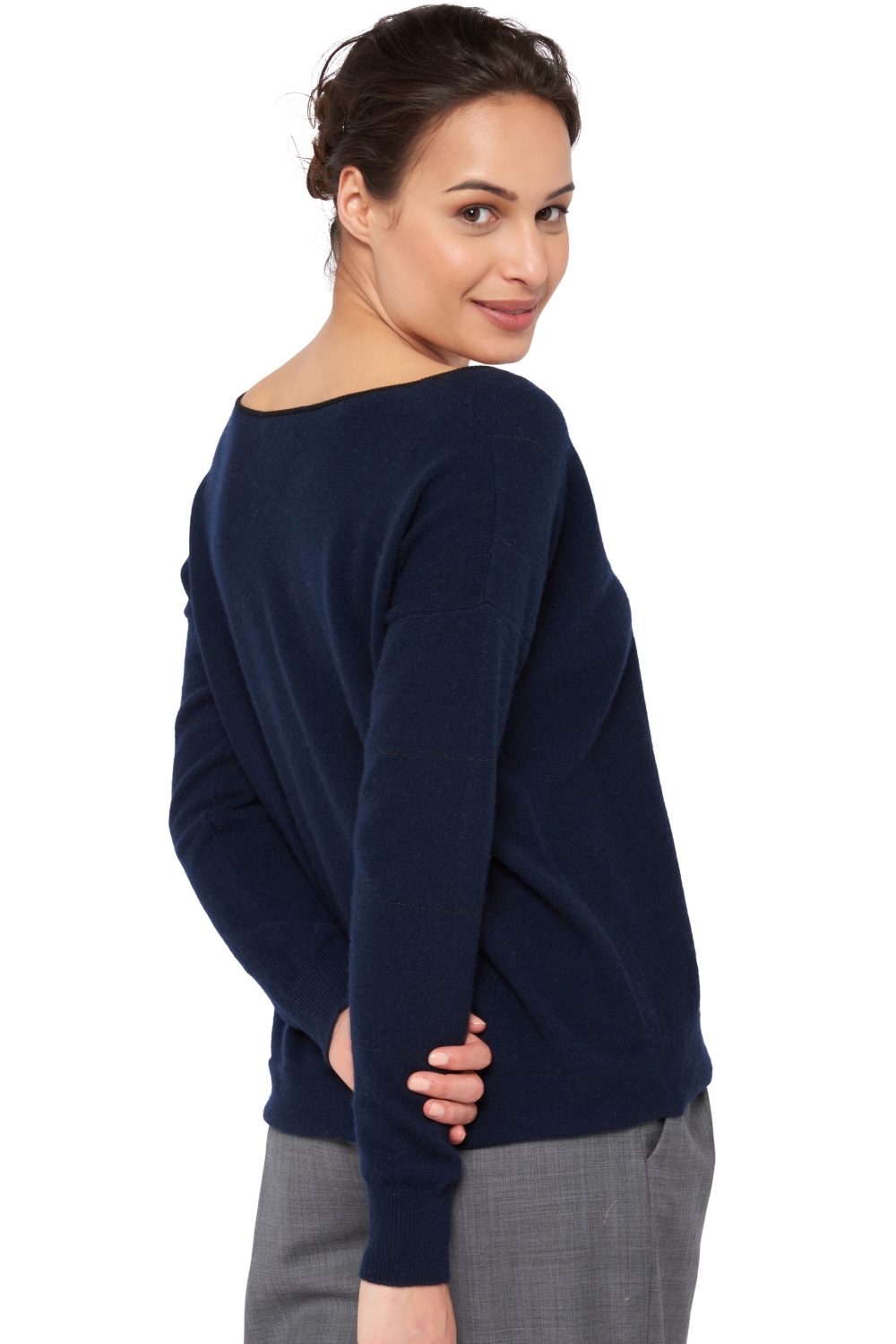 Cashmere ladies summertime sweaters widget dress blue   black s1