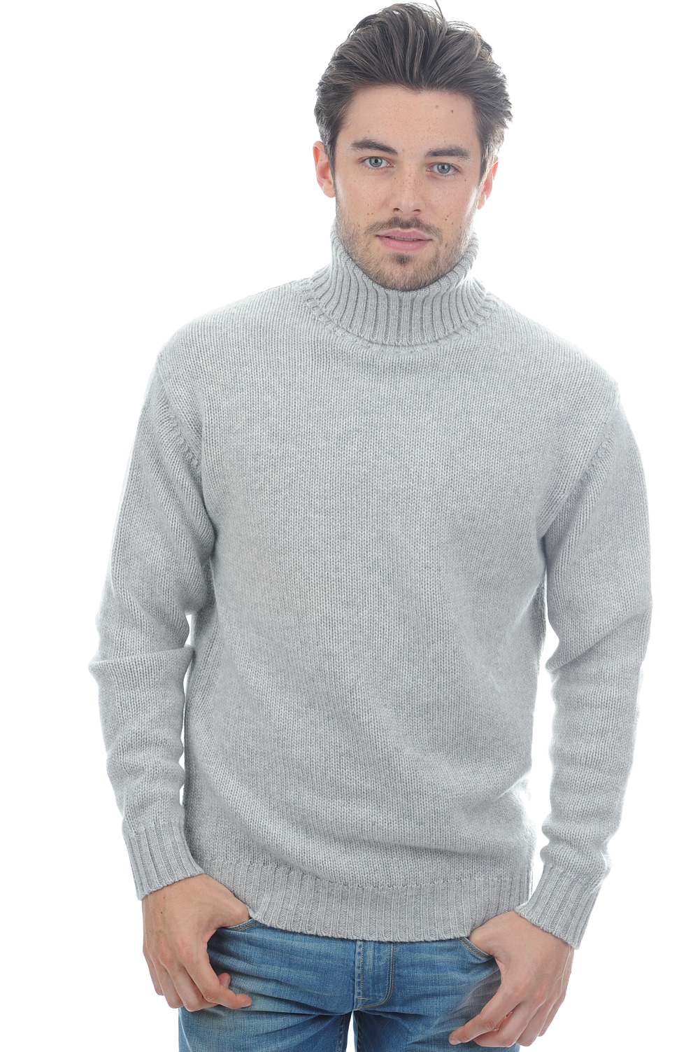 Cashmere men chunky sweater achille flanelle chine xs