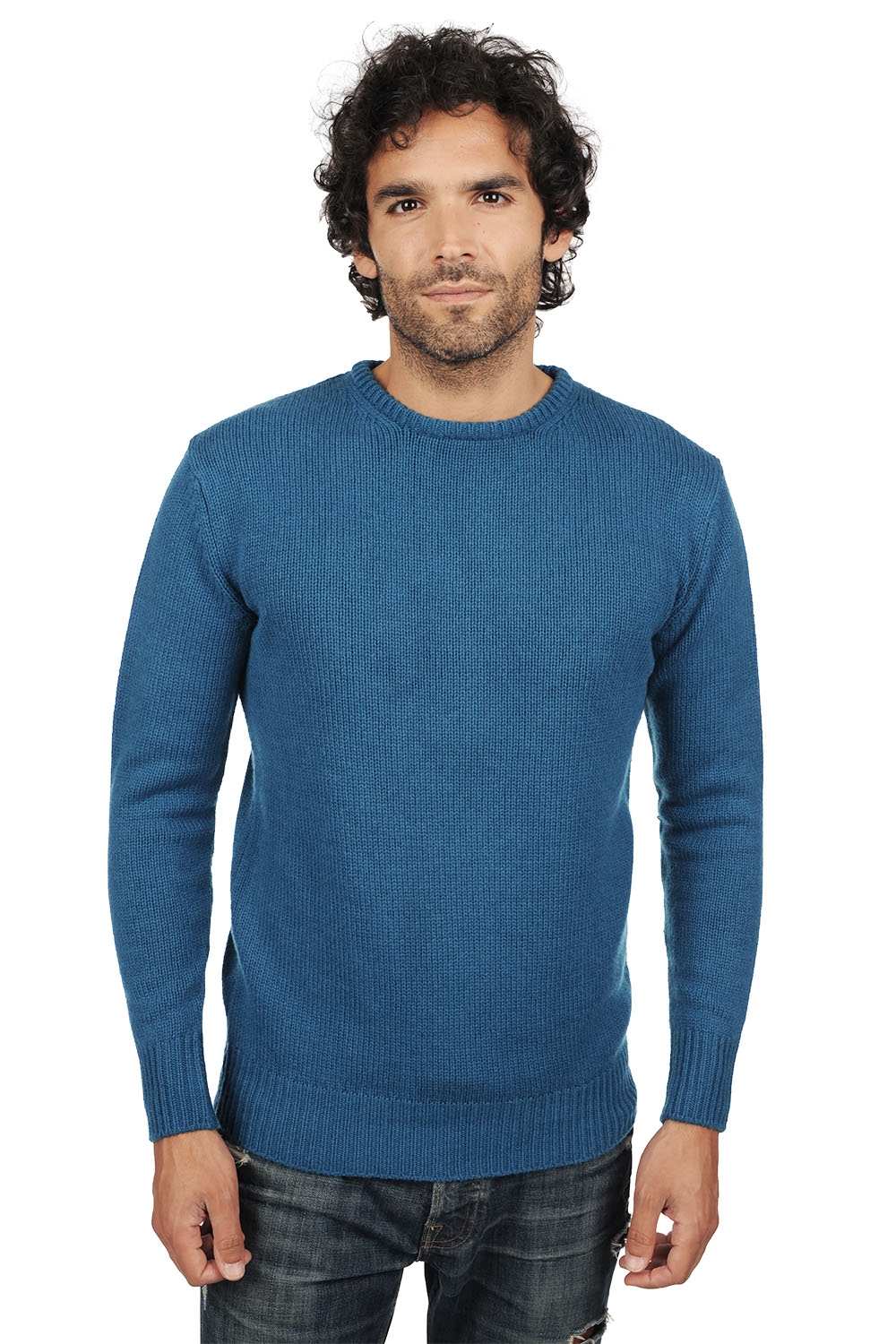 Cashmere men chunky sweater bilal canard blue l