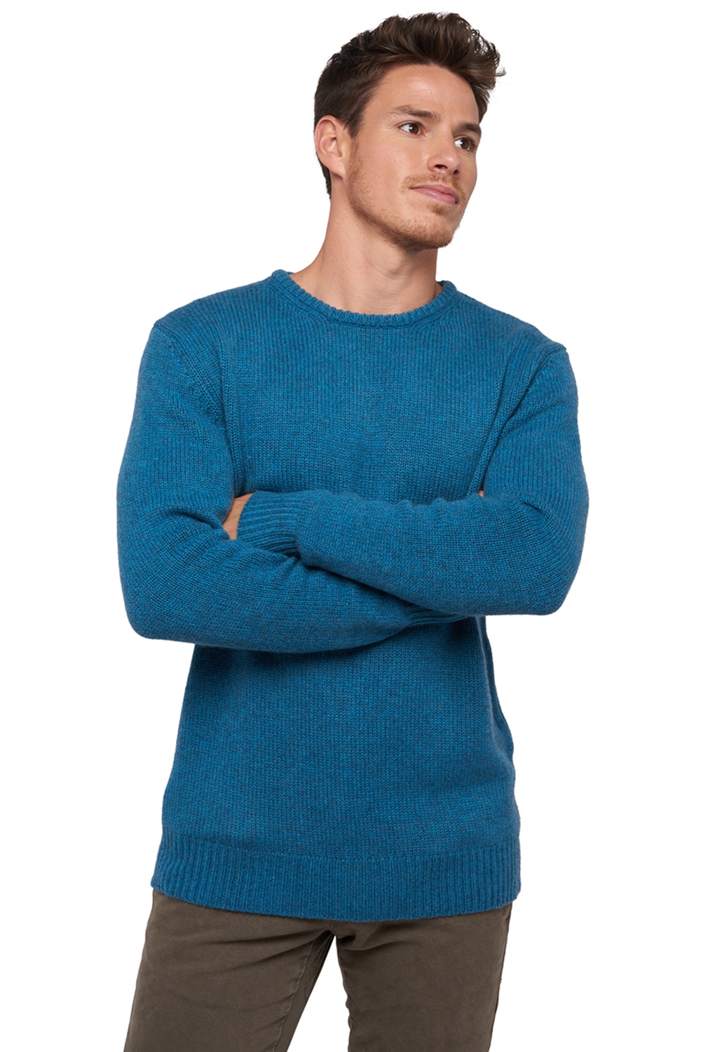 Cashmere men chunky sweater bilal manor blue l