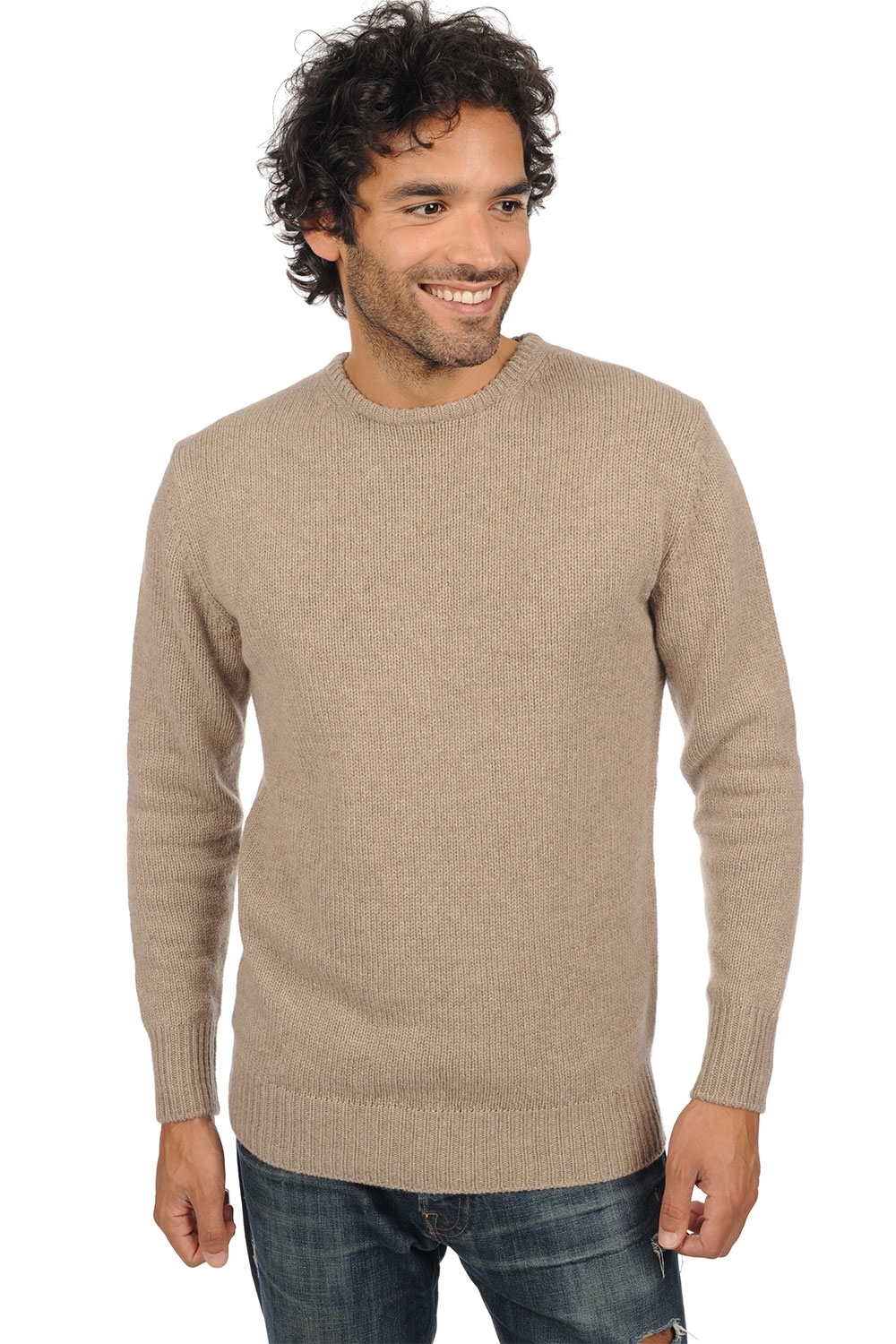 Cashmere men chunky sweater bilal natural brown l