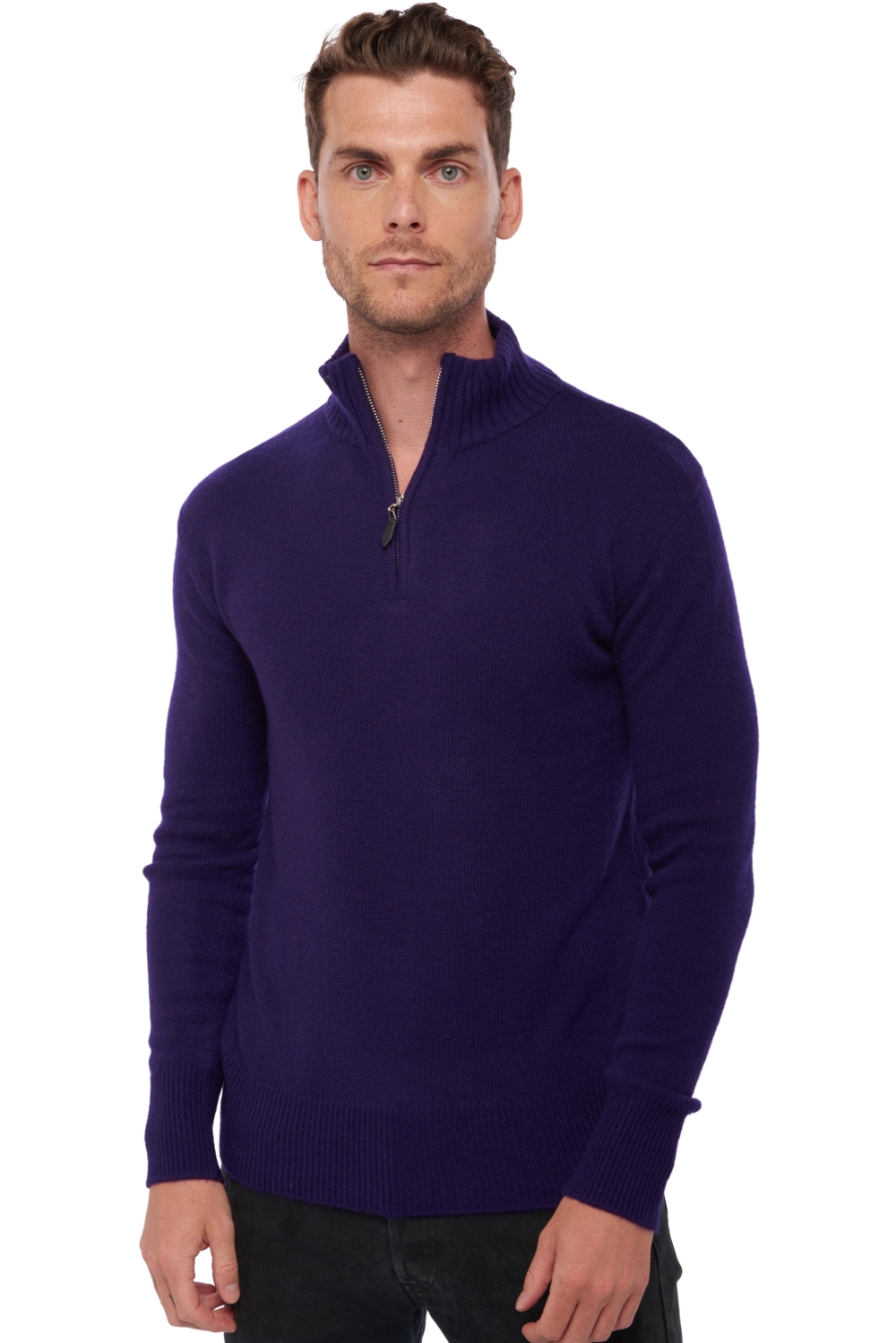 Cashmere men chunky sweater donovan deep purple m