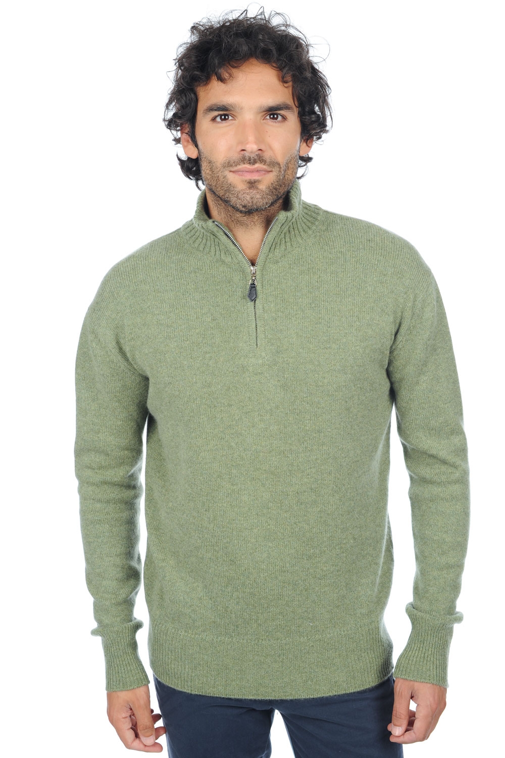 Cashmere men chunky sweater donovan olive chine m