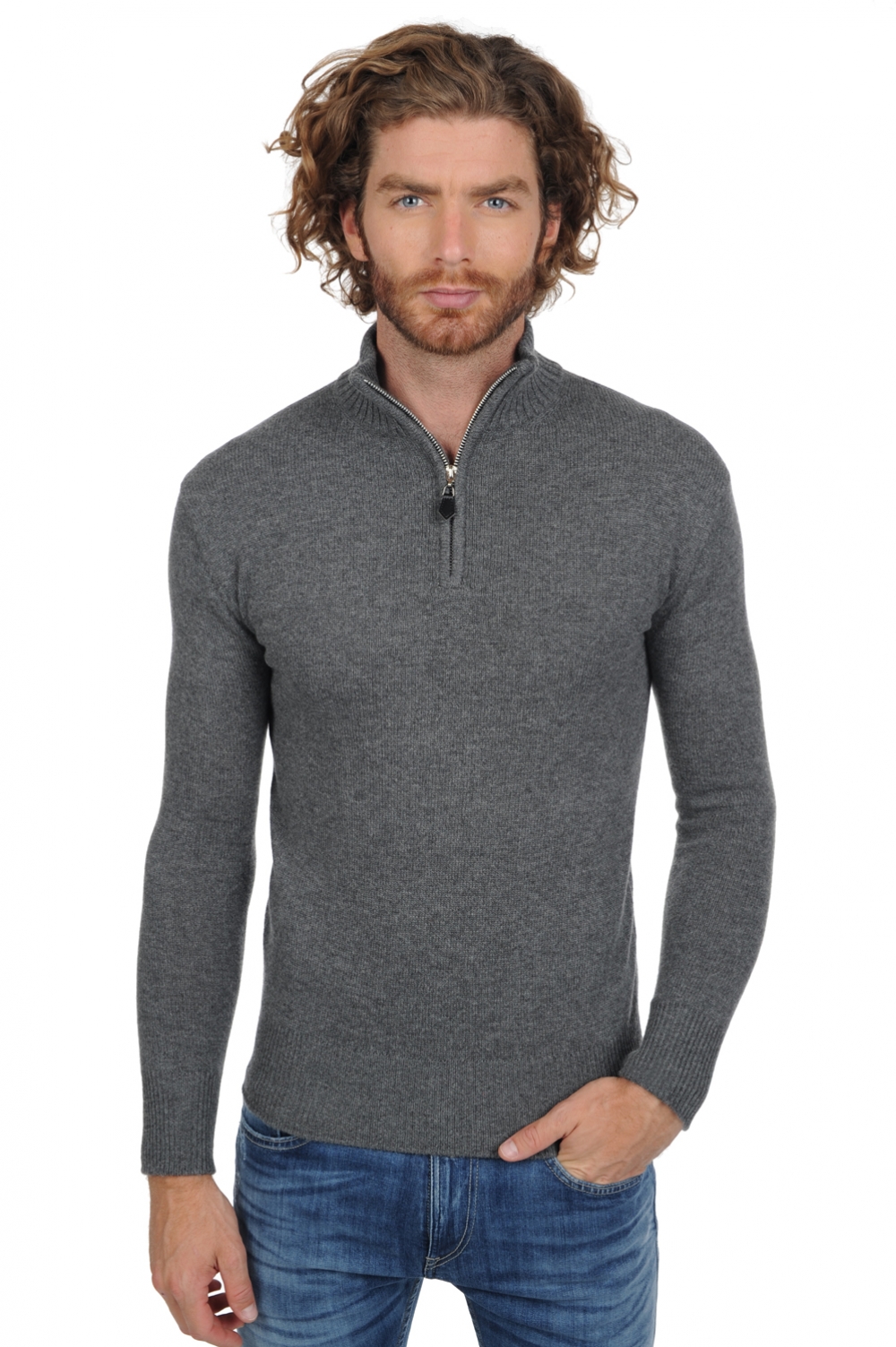 Cashmere men chunky sweater donovan premium premium graphite l