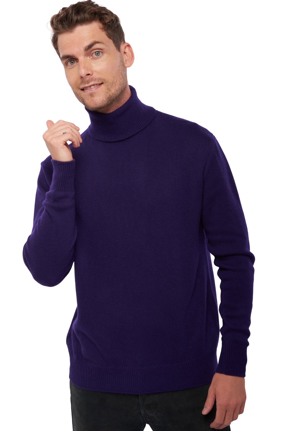 Cashmere men chunky sweater edgar 4f deep purple xl