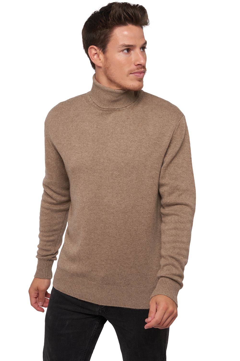 Cashmere men chunky sweater edgar 4f natural brown 4xl