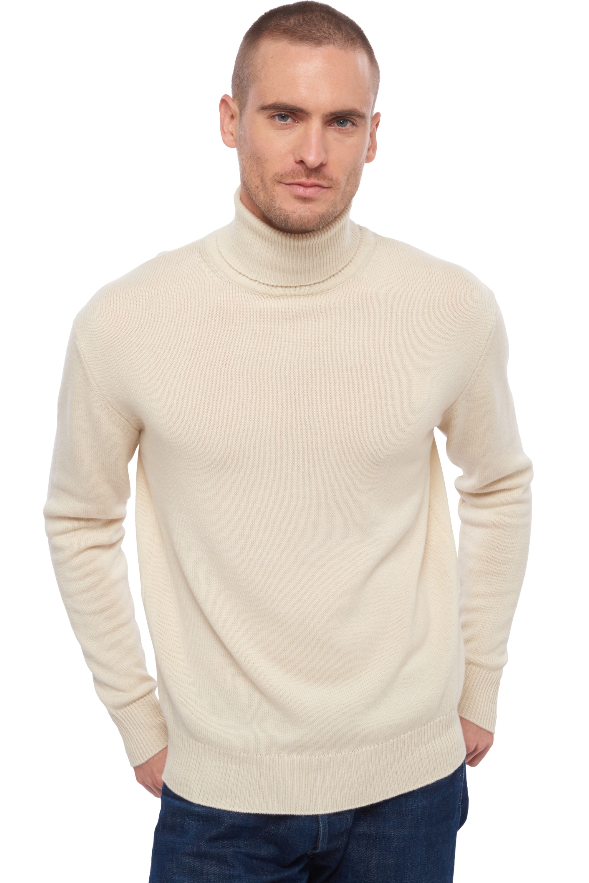 Cashmere men chunky sweater edgar 4f natural ecru 3xl