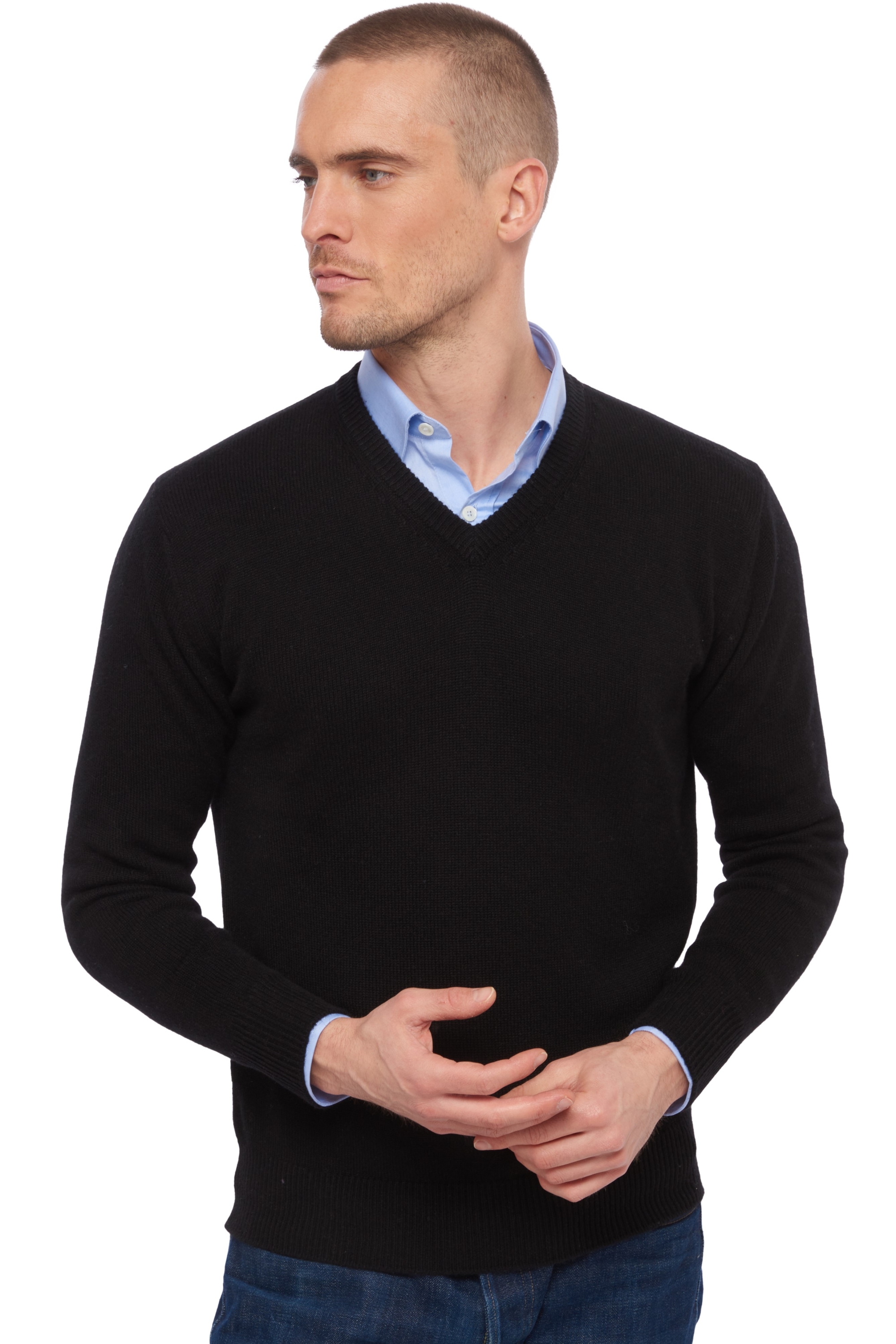 Cashmere men chunky sweater hippolyte 4f black m