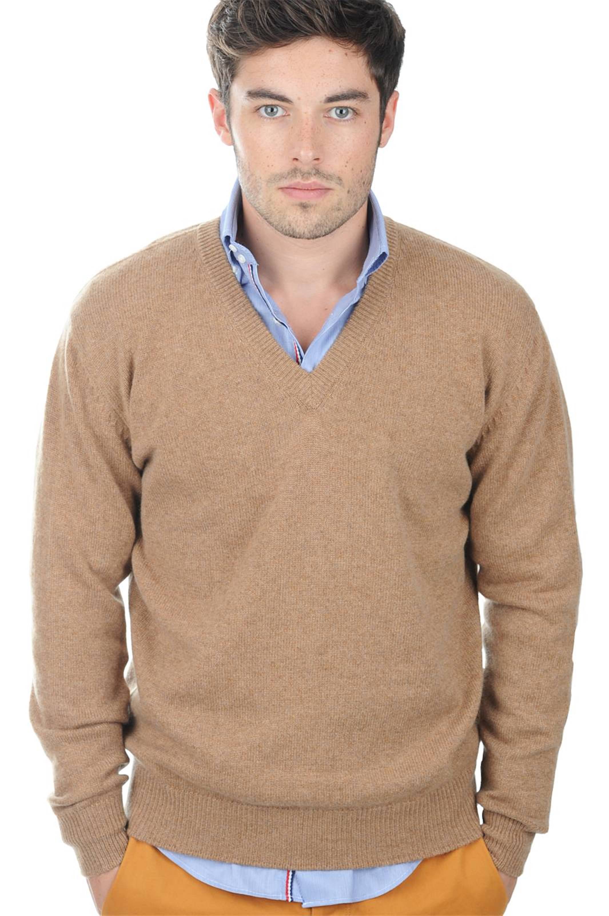 Cashmere men chunky sweater hippolyte 4f camel chine m