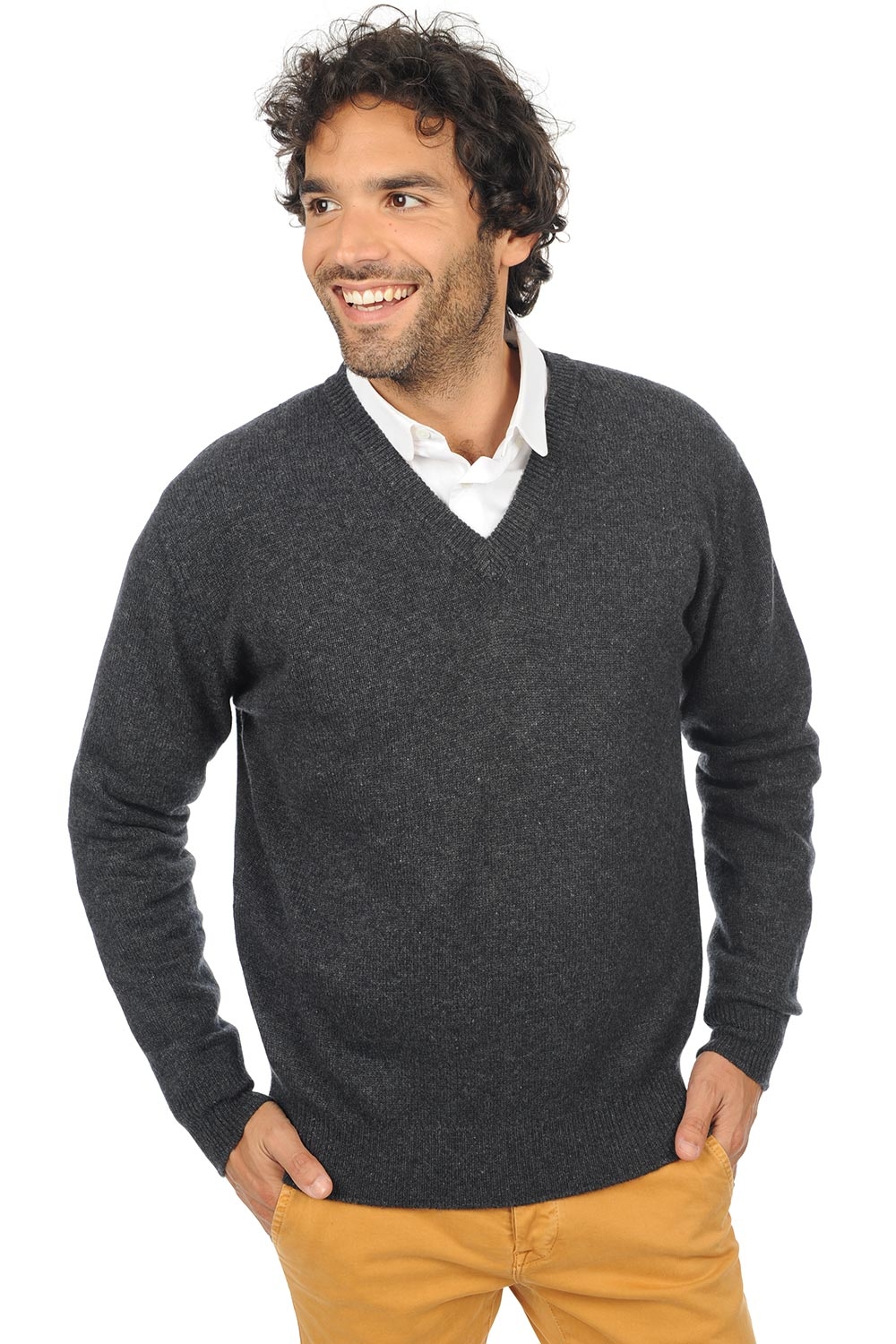 Cashmere men chunky sweater hippolyte 4f charcoal marl m