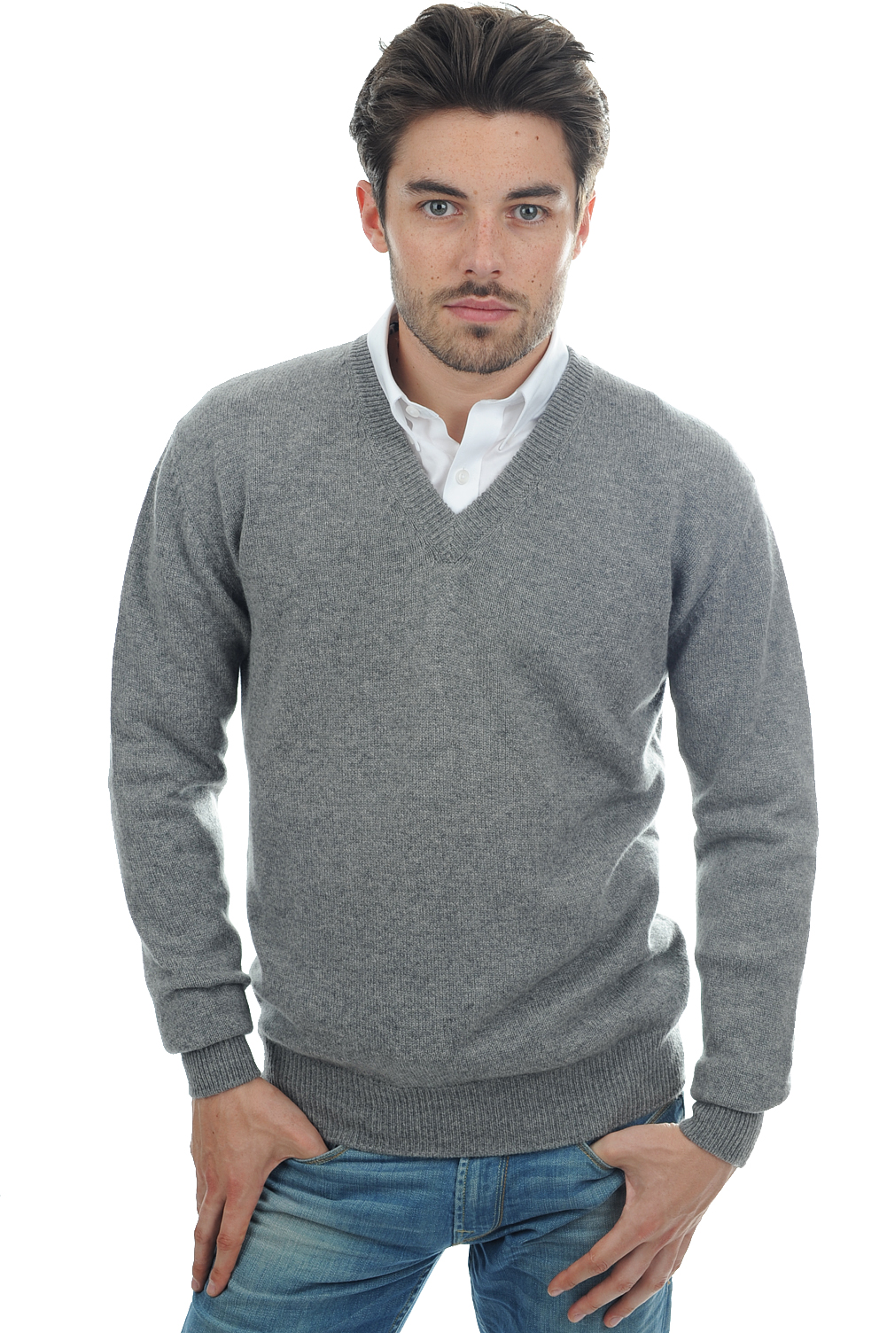 Cashmere men chunky sweater hippolyte 4f grey marl m