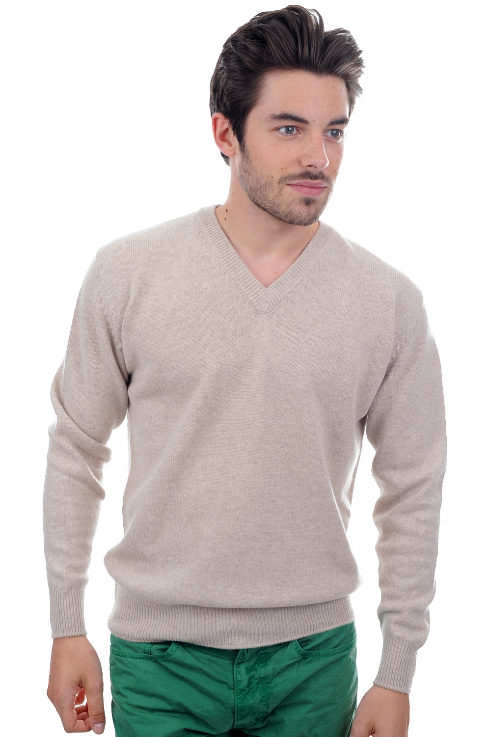 Cashmere men chunky sweater hippolyte 4f natural beige m