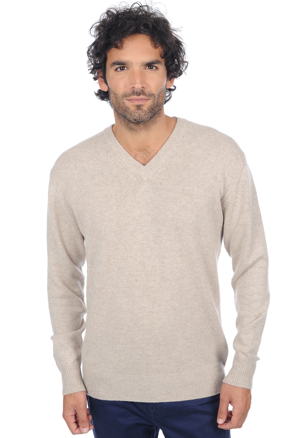 Cashmere men chunky sweater hippolyte 4f premium pema natural xl