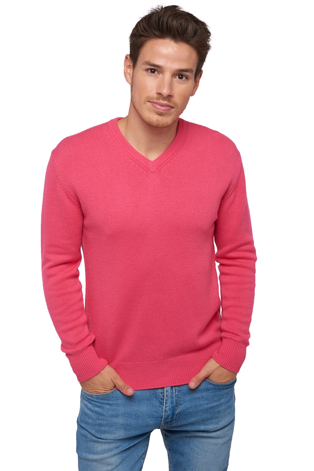 Cashmere men chunky sweater hippolyte 4f shocking pink m