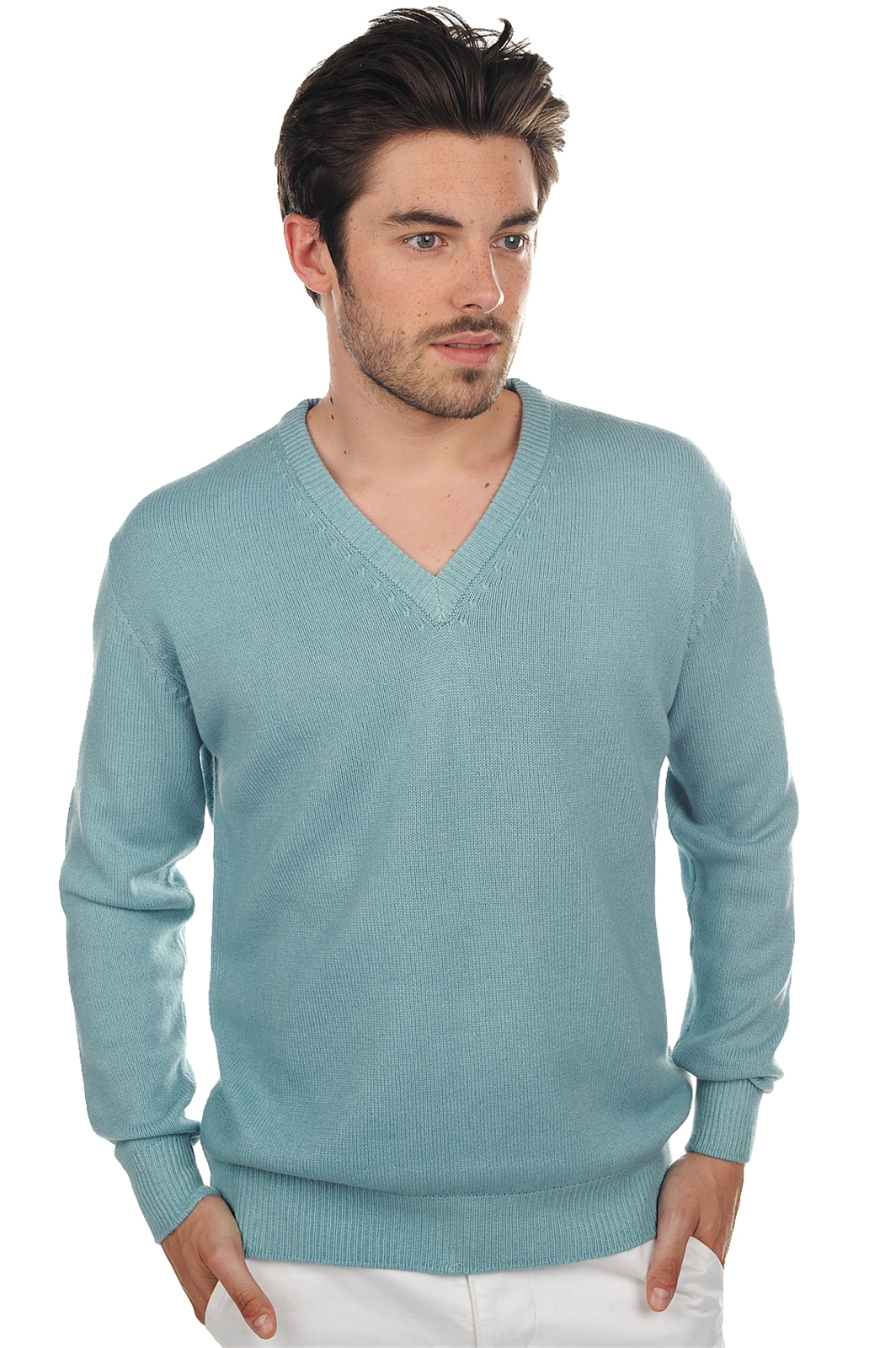 Cashmere men chunky sweater hippolyte 4f teal blue l