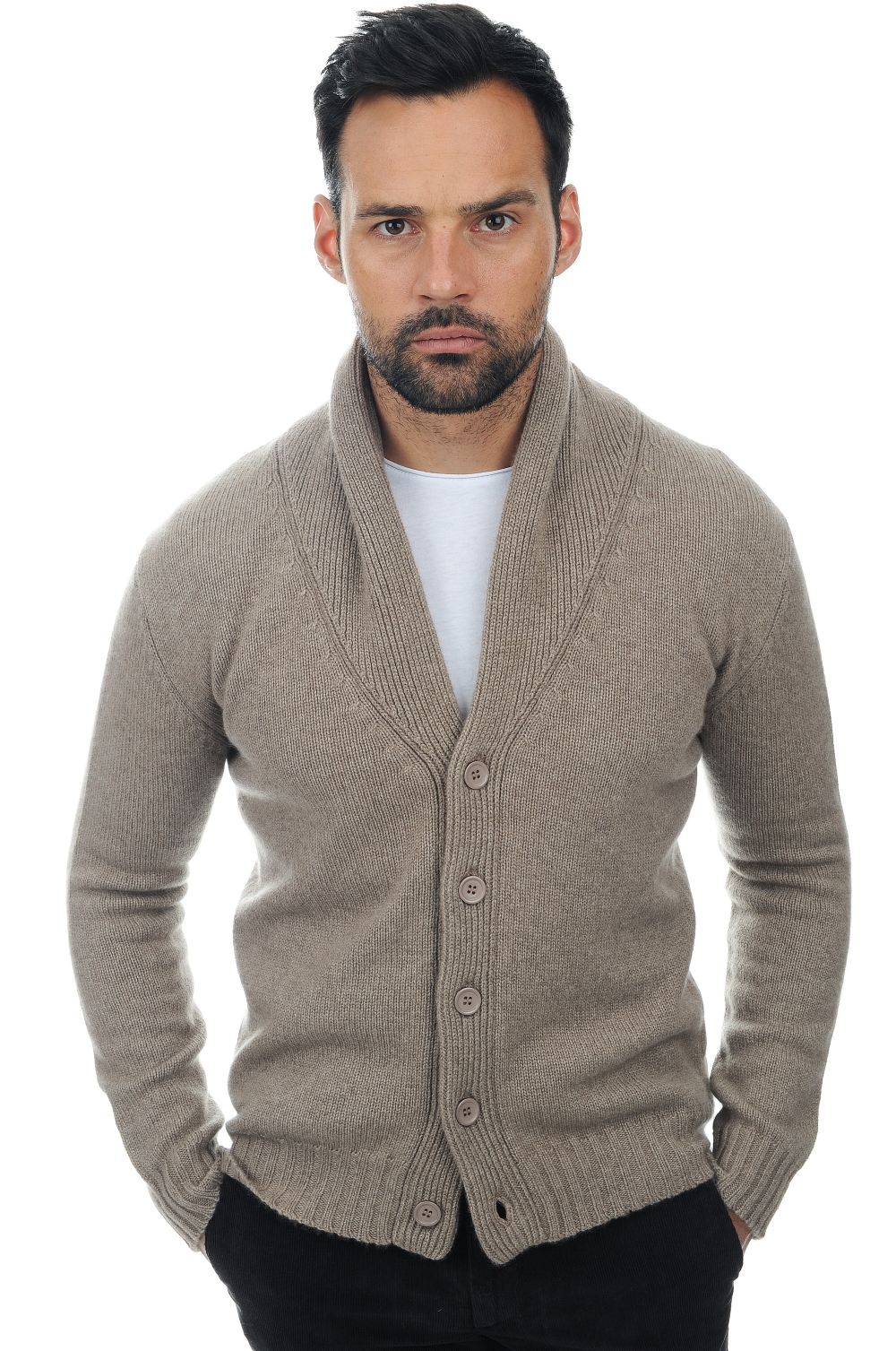Cashmere men chunky sweater jovan natural brown s