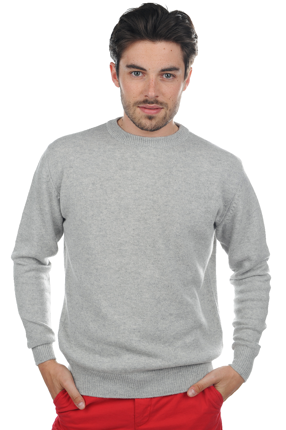 Cashmere men chunky sweater nestor 4f flanelle chine l