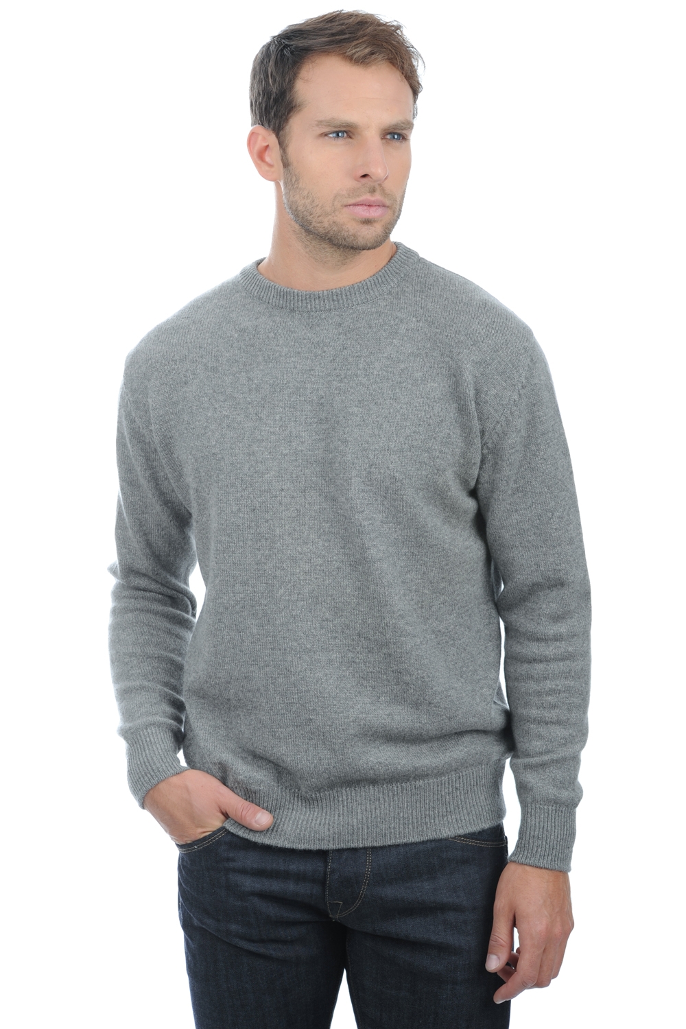 Cashmere men chunky sweater nestor 4f grey marl xl