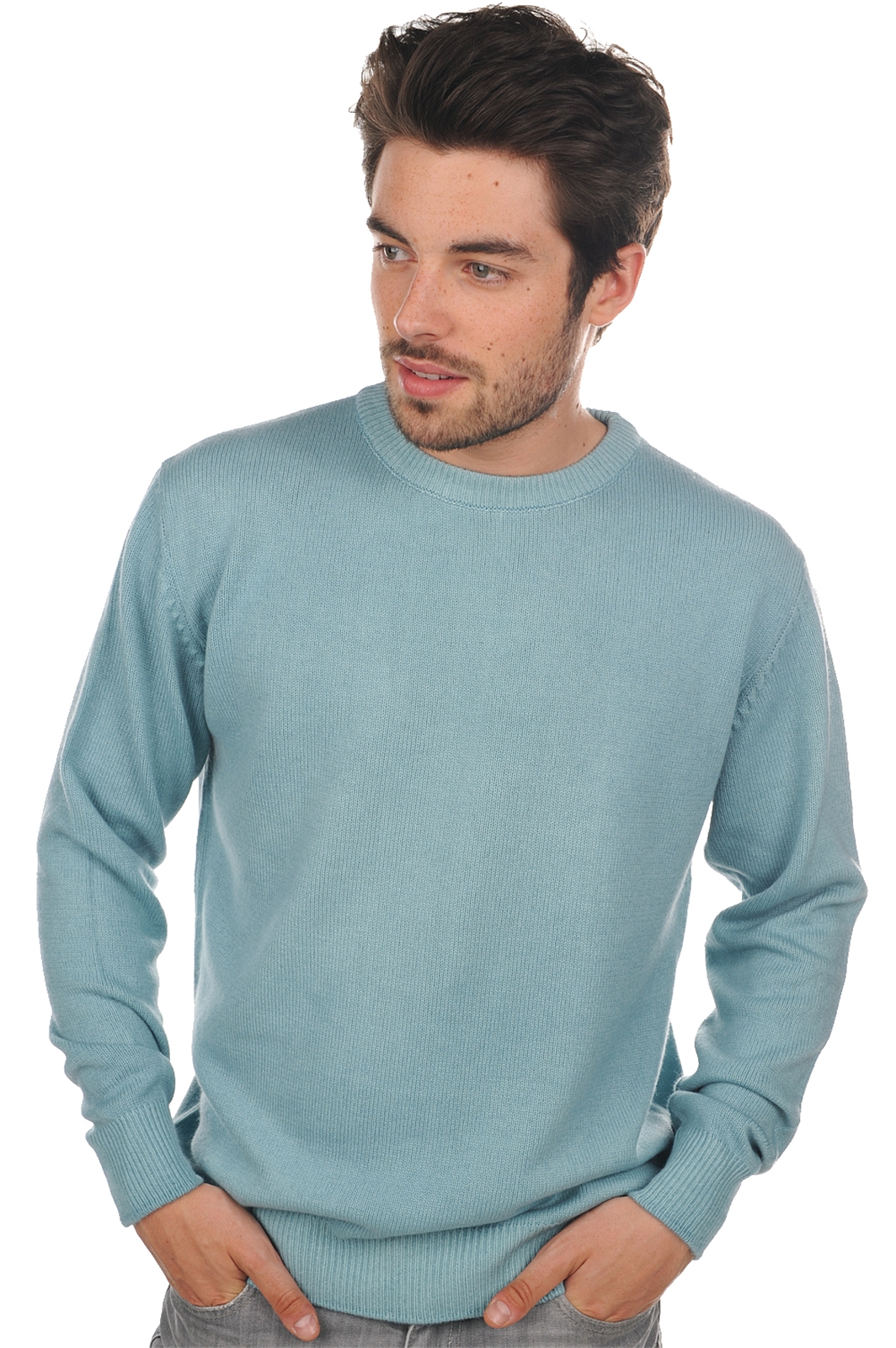 Cashmere men chunky sweater nestor 4f teal blue 2xl
