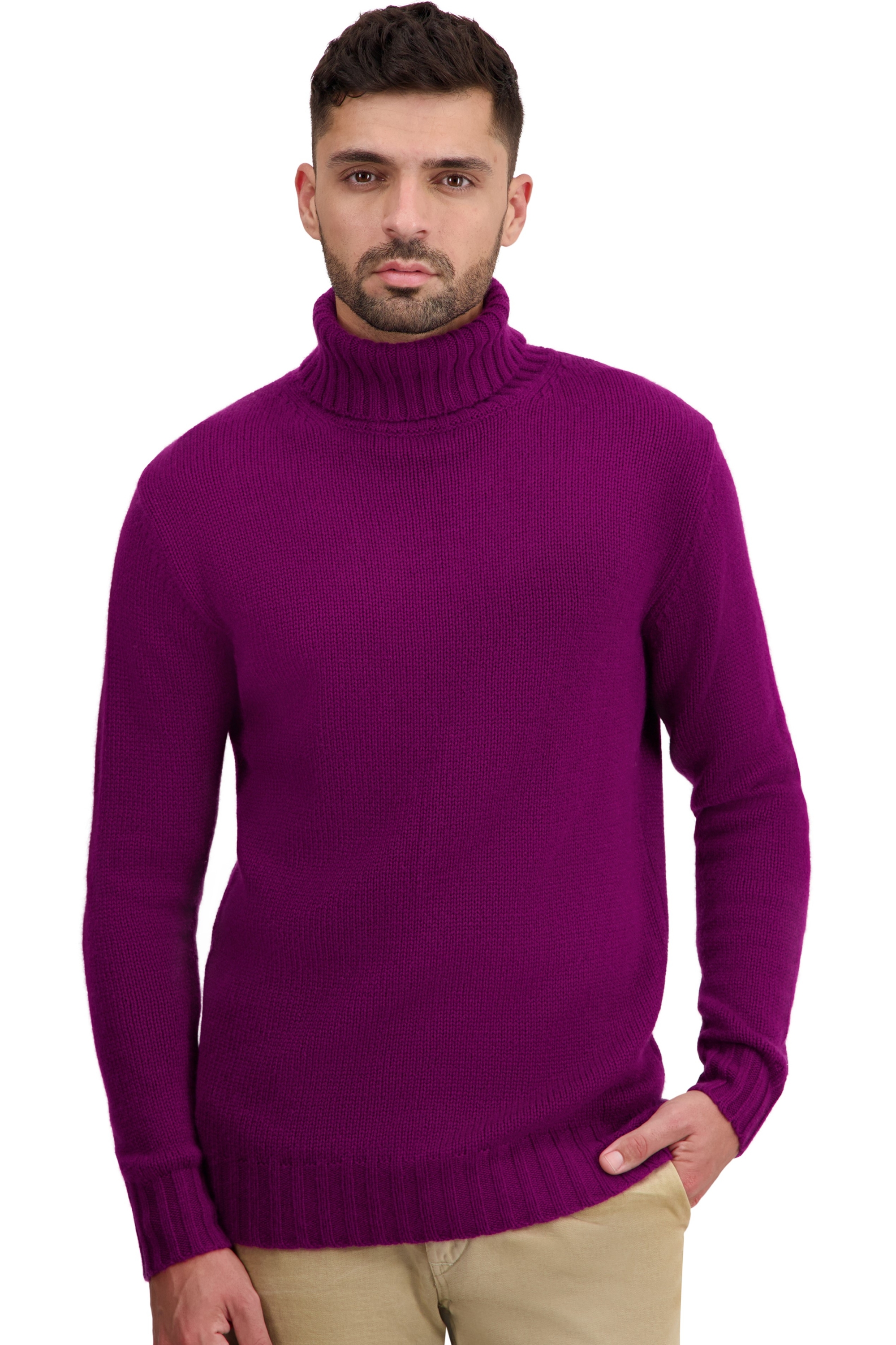 Cashmere men chunky sweater tobago first rich claret 3xl