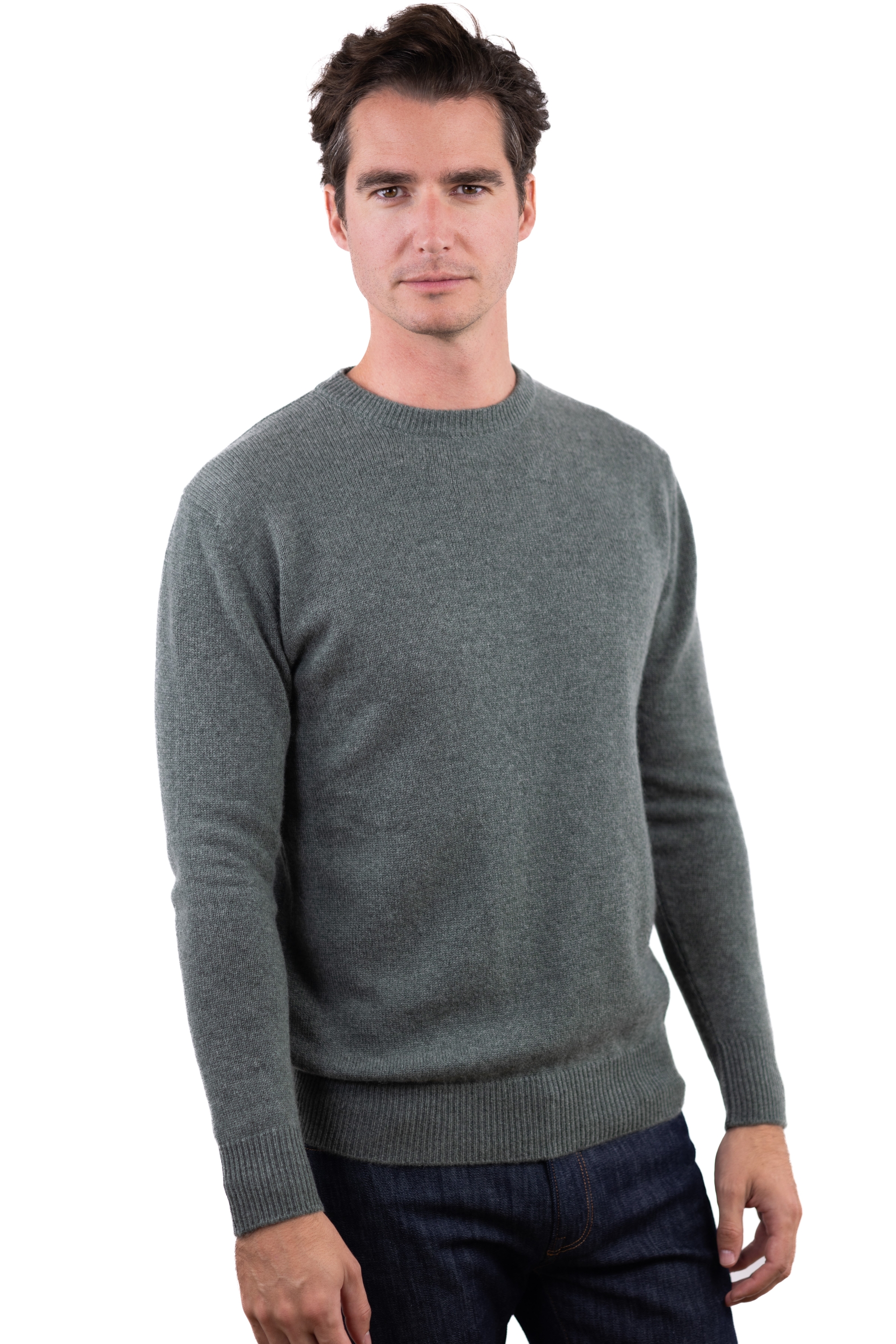 Cashmere men chunky sweater touraine first military green m