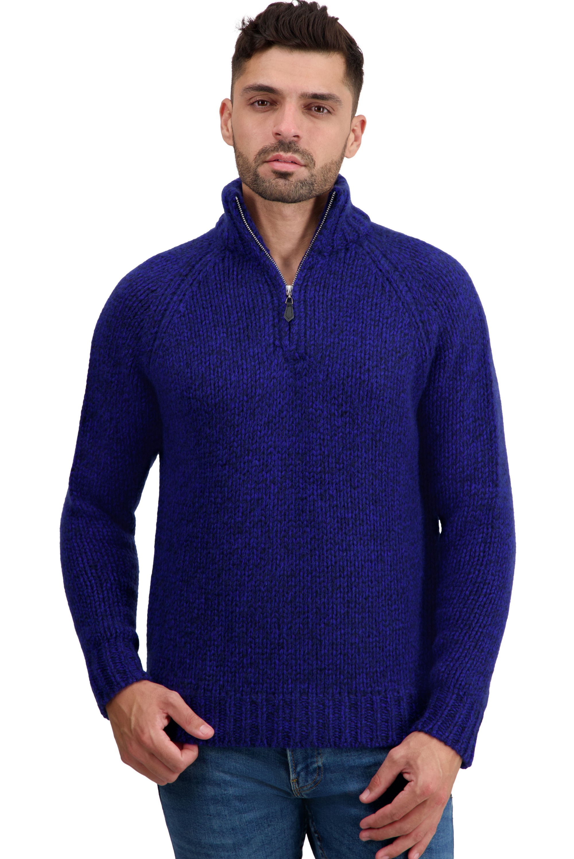 Cashmere men chunky sweater tripoli dress blue bleu regata xs