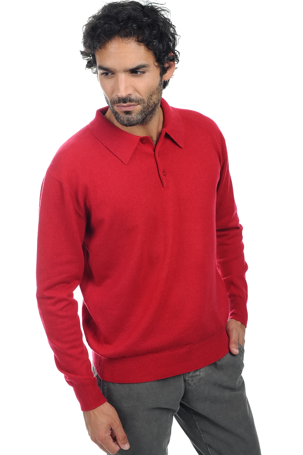 Cashmere men polo style sweaters alexandre blood red xs