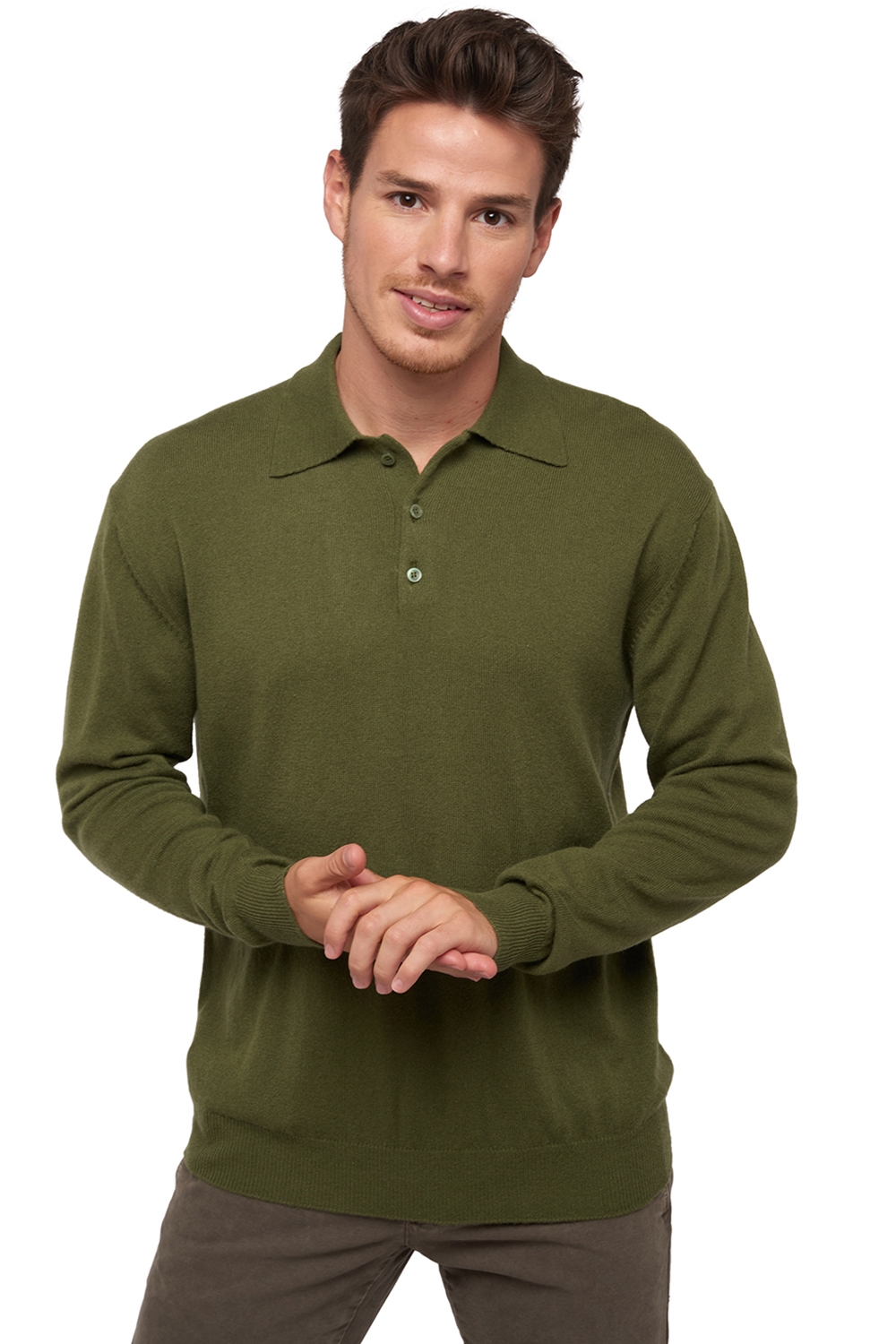 Cashmere men polo style sweaters alexandre ivy green l