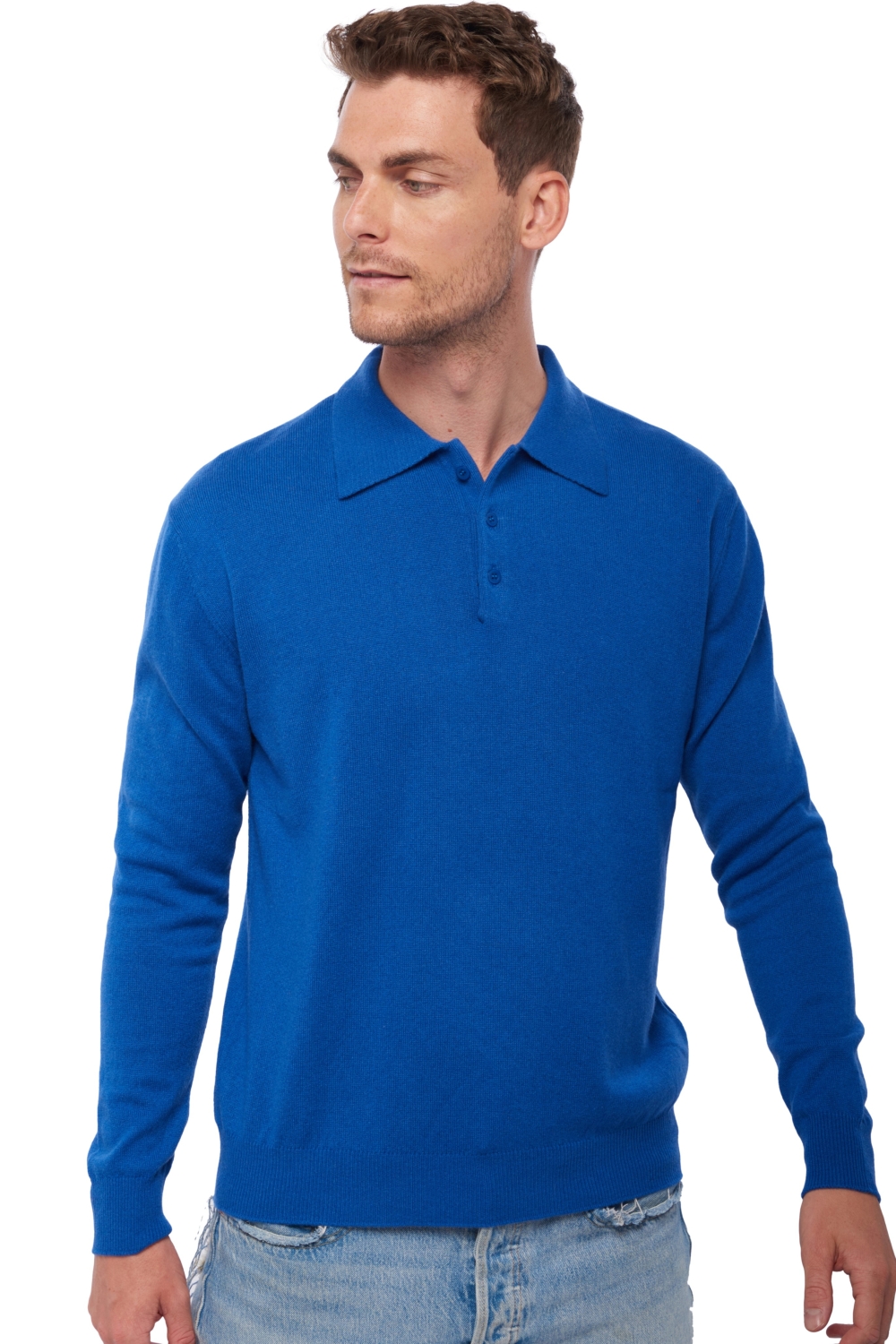 Cashmere men polo style sweaters alexandre lapis blue xs