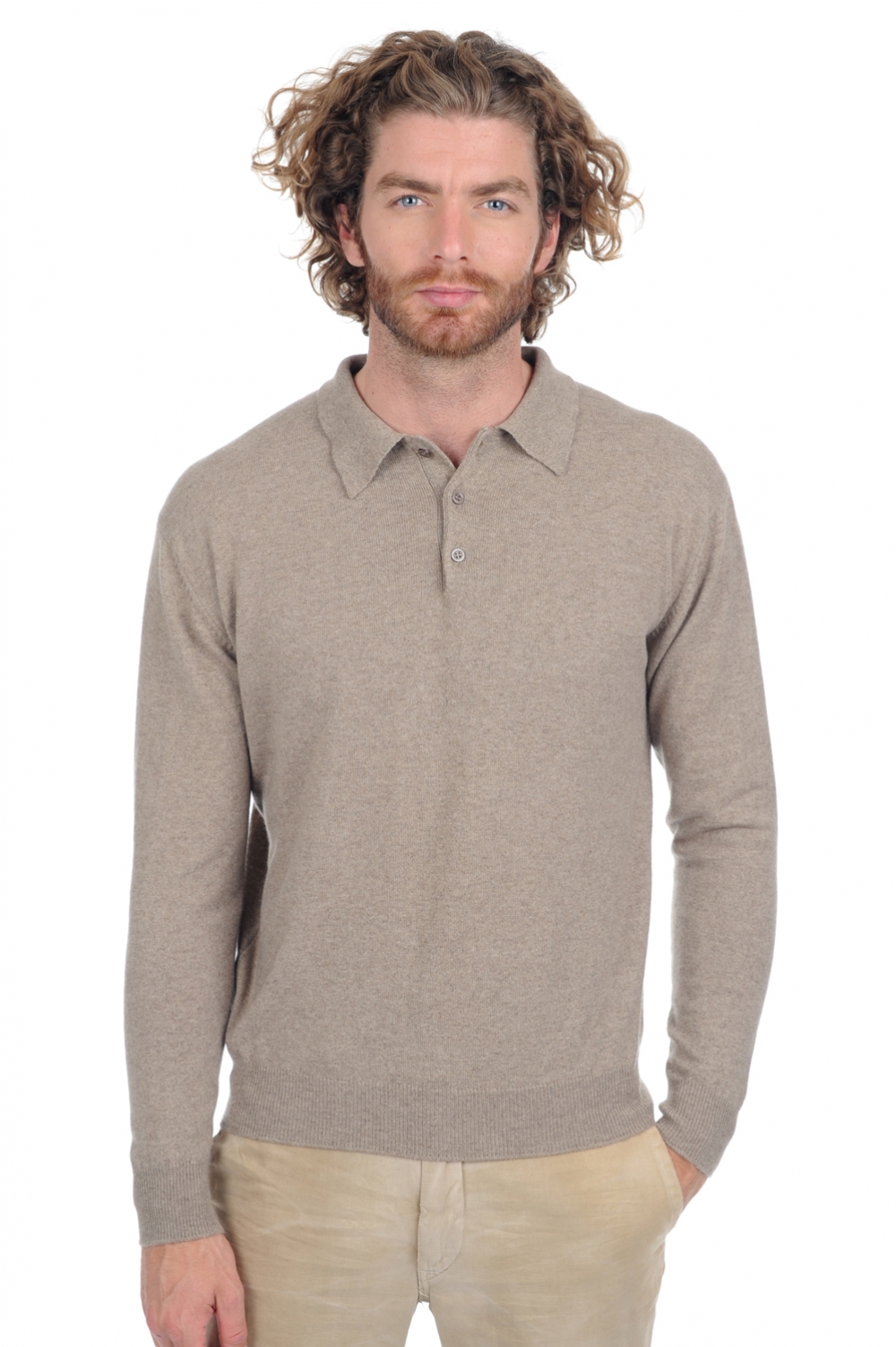 Cashmere men polo style sweaters alexandre premium dolma natural xs