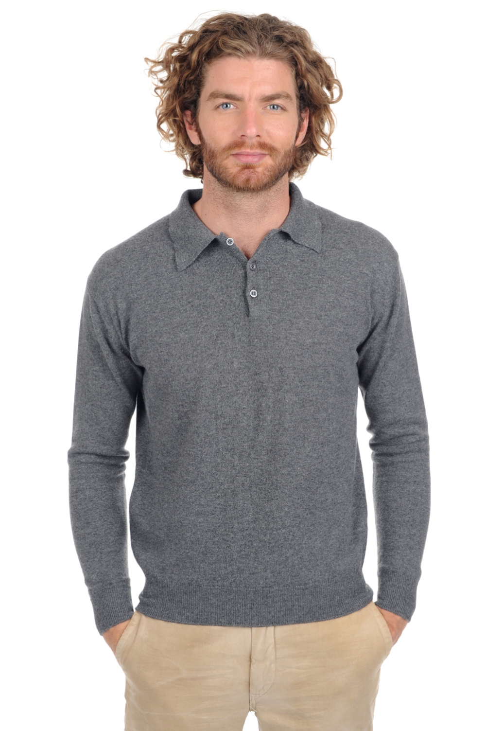 Cashmere men polo style sweaters alexandre premium premium graphite m