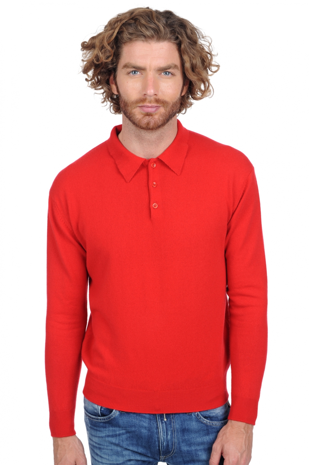 Cashmere men polo style sweaters alexandre premium tango red s