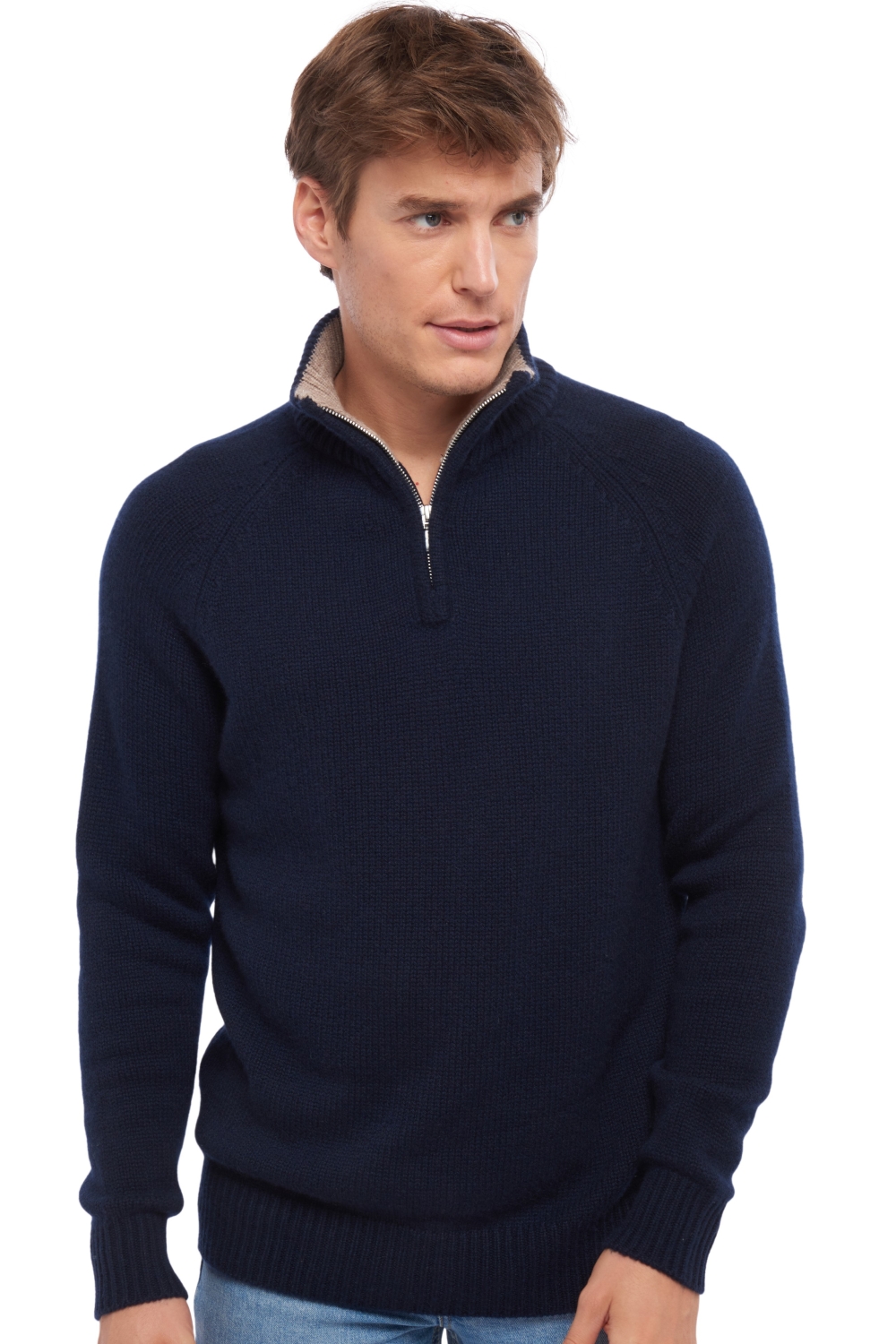 Cashmere men polo style sweaters angers dress blue toast m
