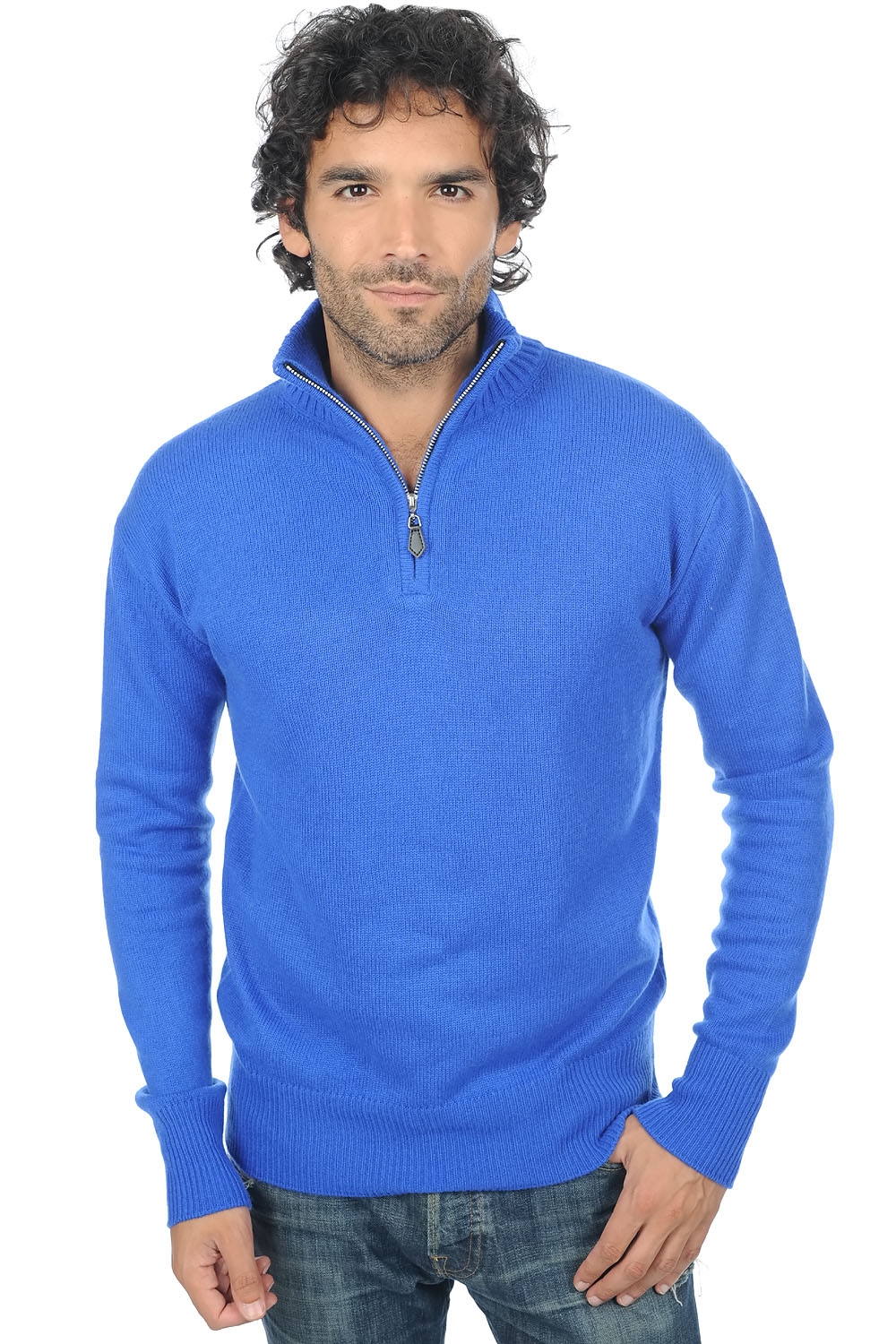 Cashmere men polo style sweaters donovan lapis blue 2xl