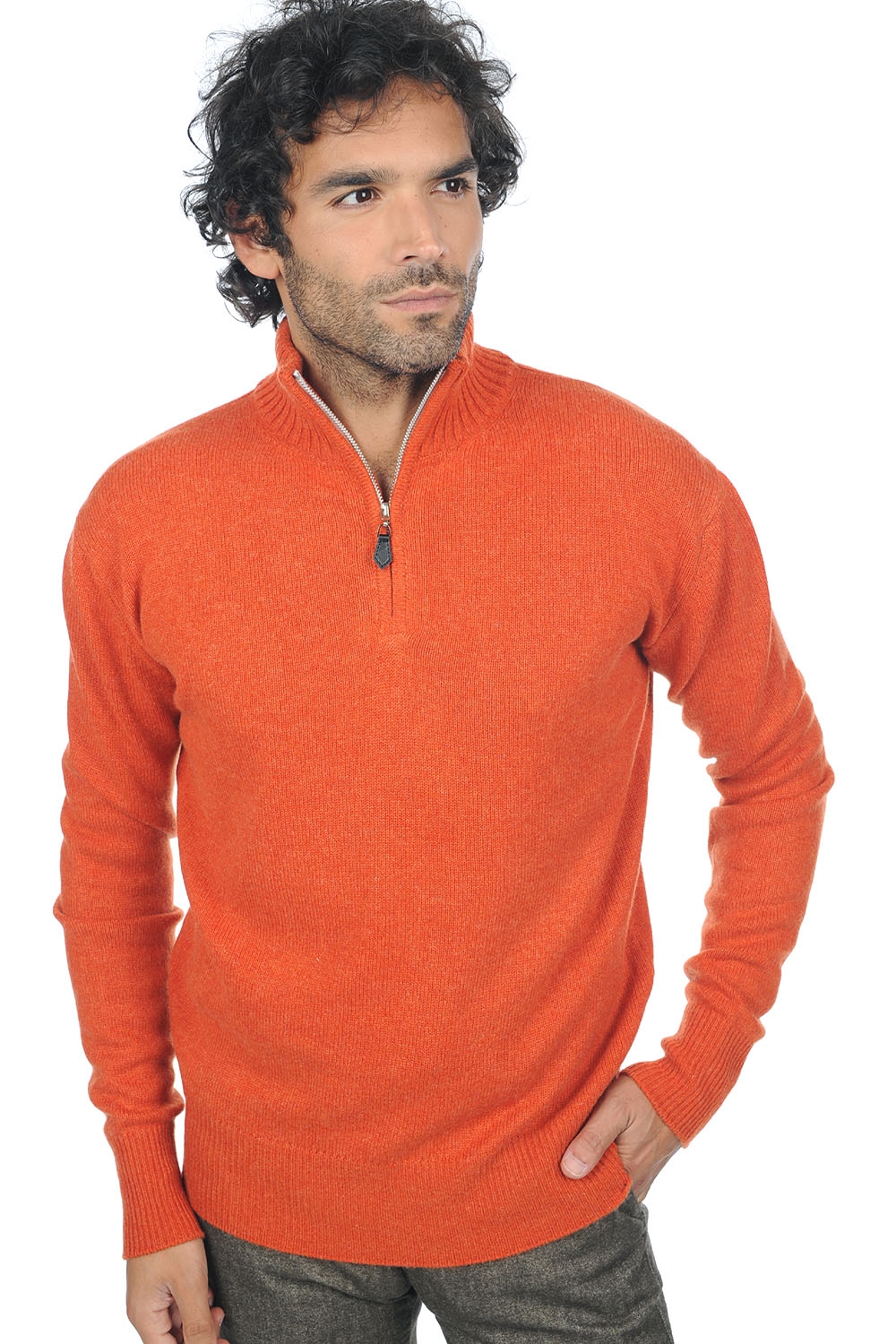 Cashmere men polo style sweaters donovan paprika 4xl