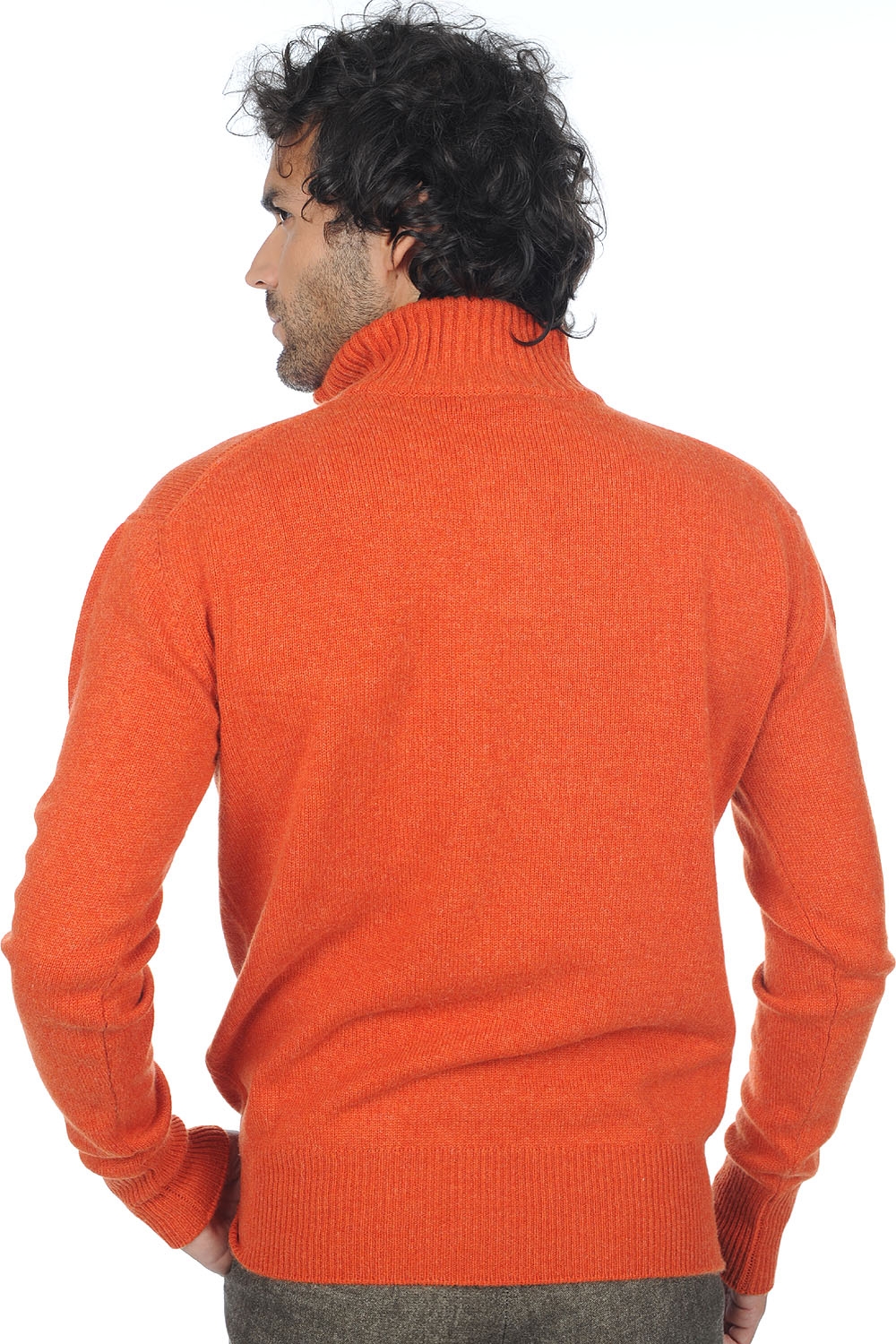 Cashmere men polo style sweaters donovan paprika l
