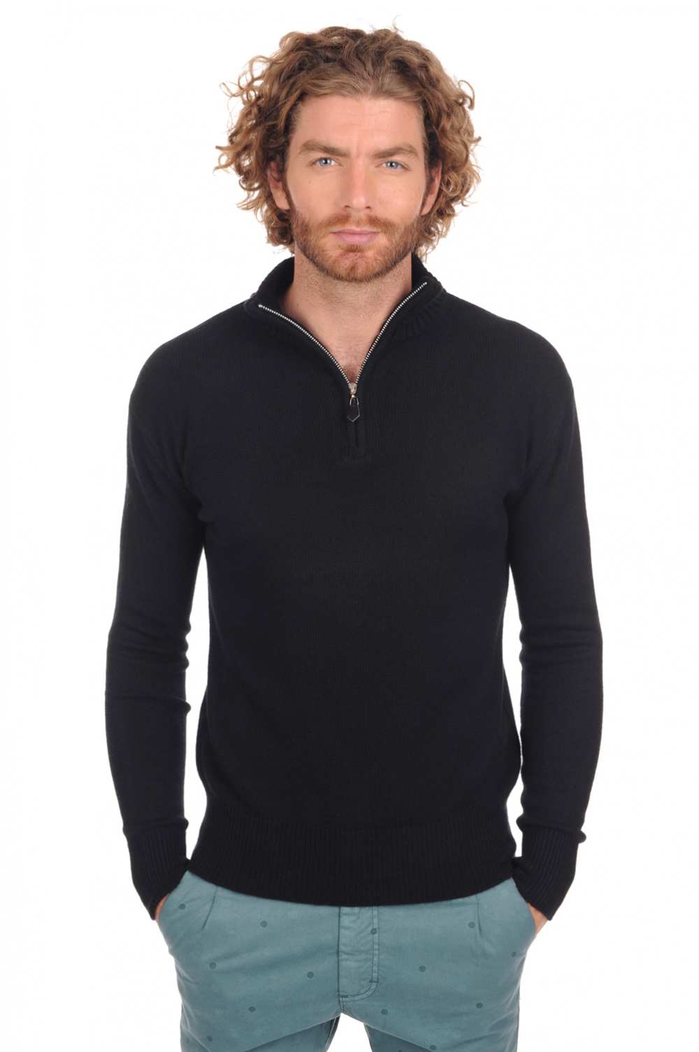 Cashmere men polo style sweaters donovan premium black m