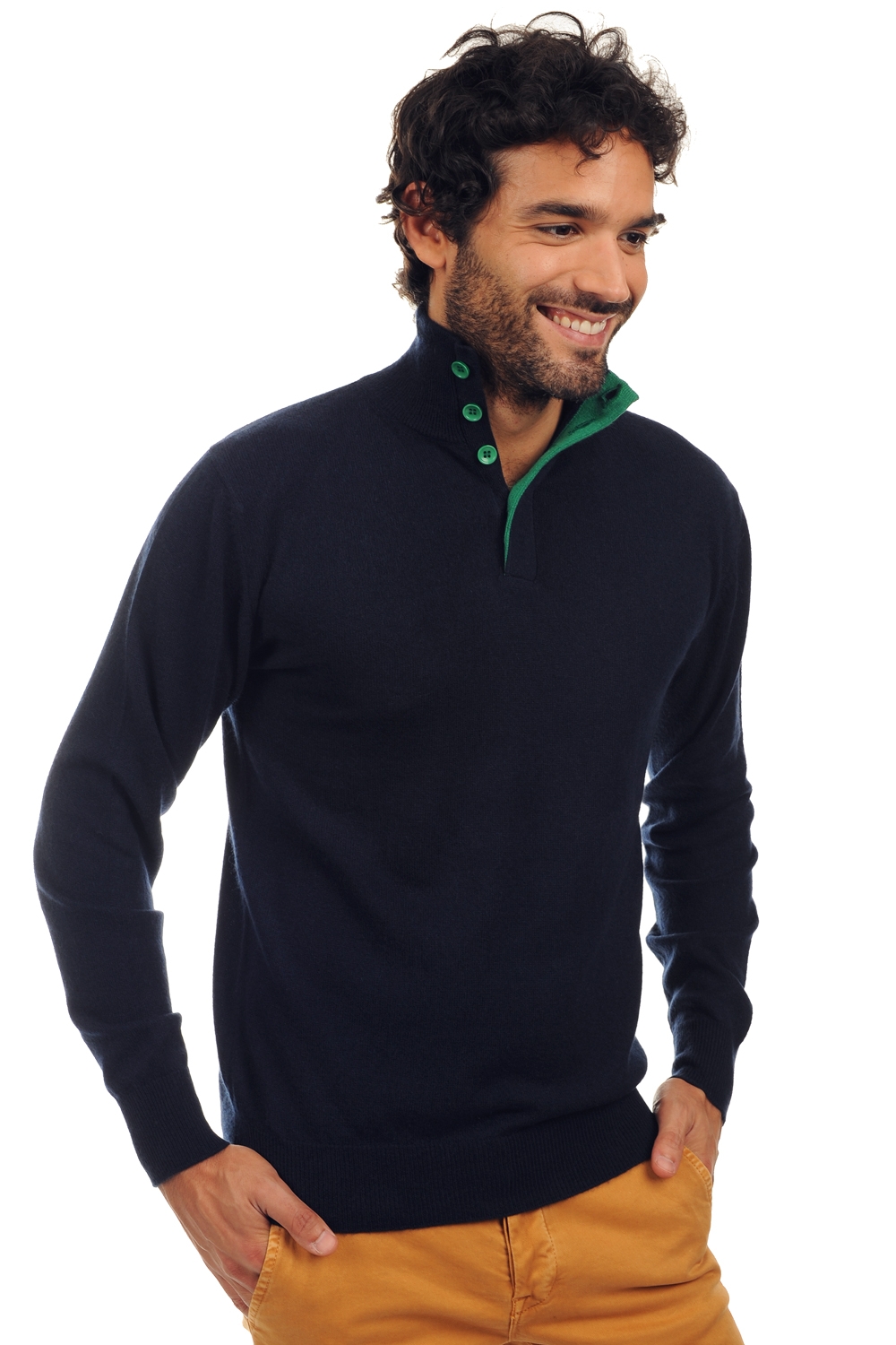 Cashmere men polo style sweaters gauvain dress blue evergreen l