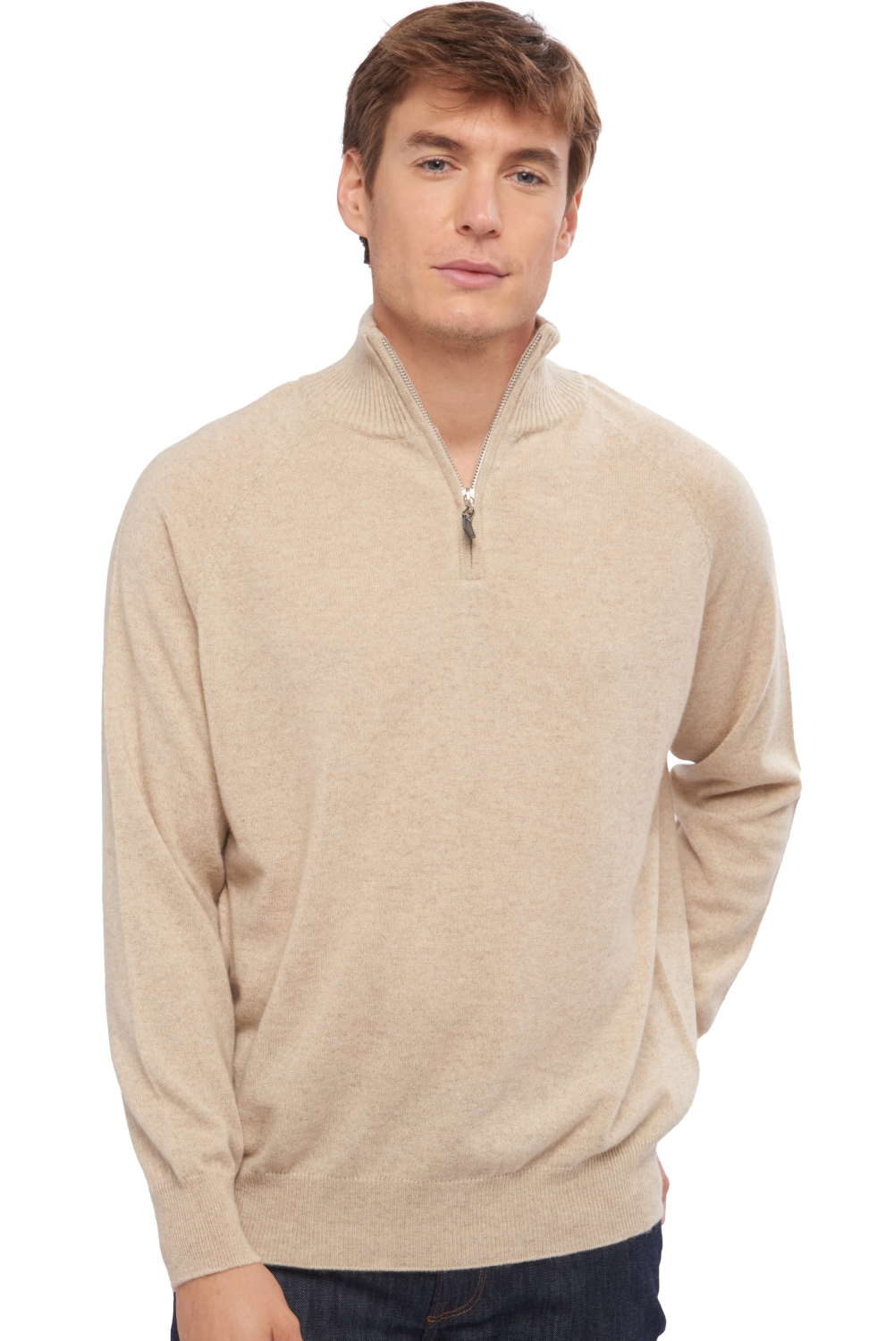 Cashmere men polo style sweaters natural vez natural winter dawn 2xl