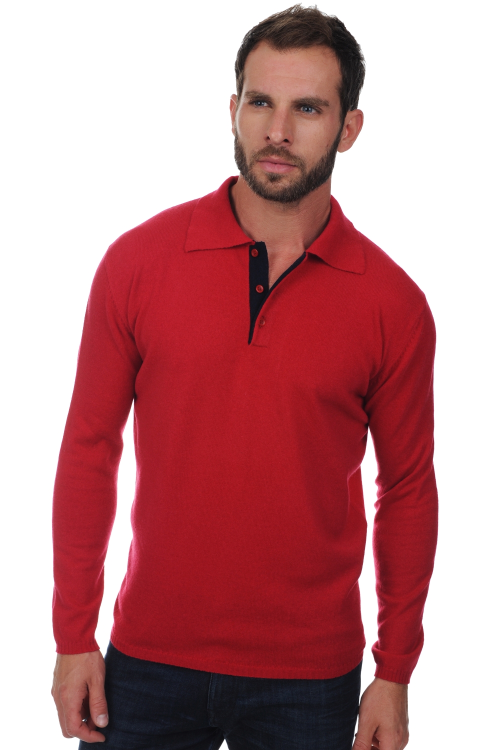Cashmere men polo style sweaters scott blood red dark navy 3xl