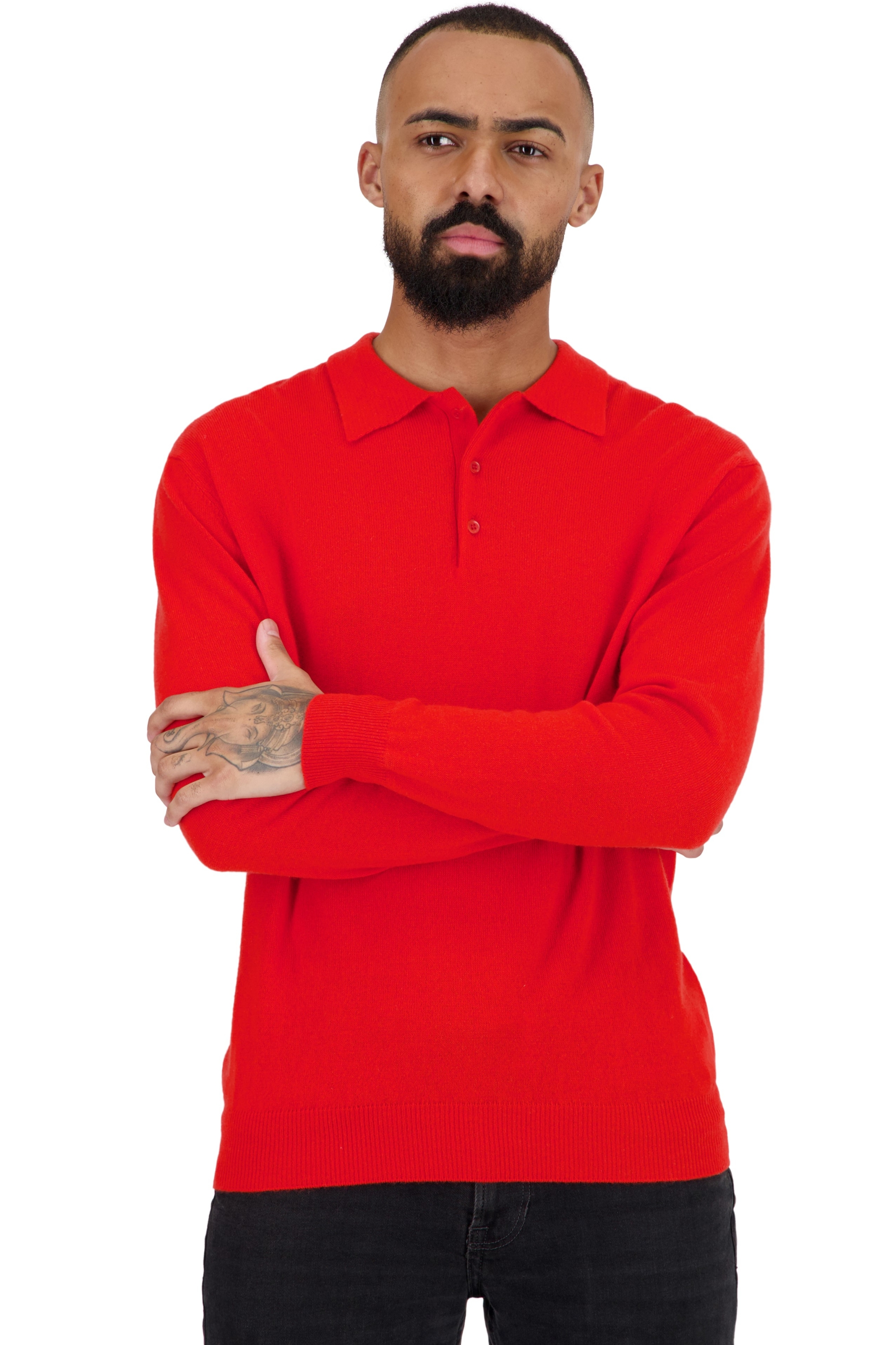 Cashmere men polo style sweaters tarn first tomato l