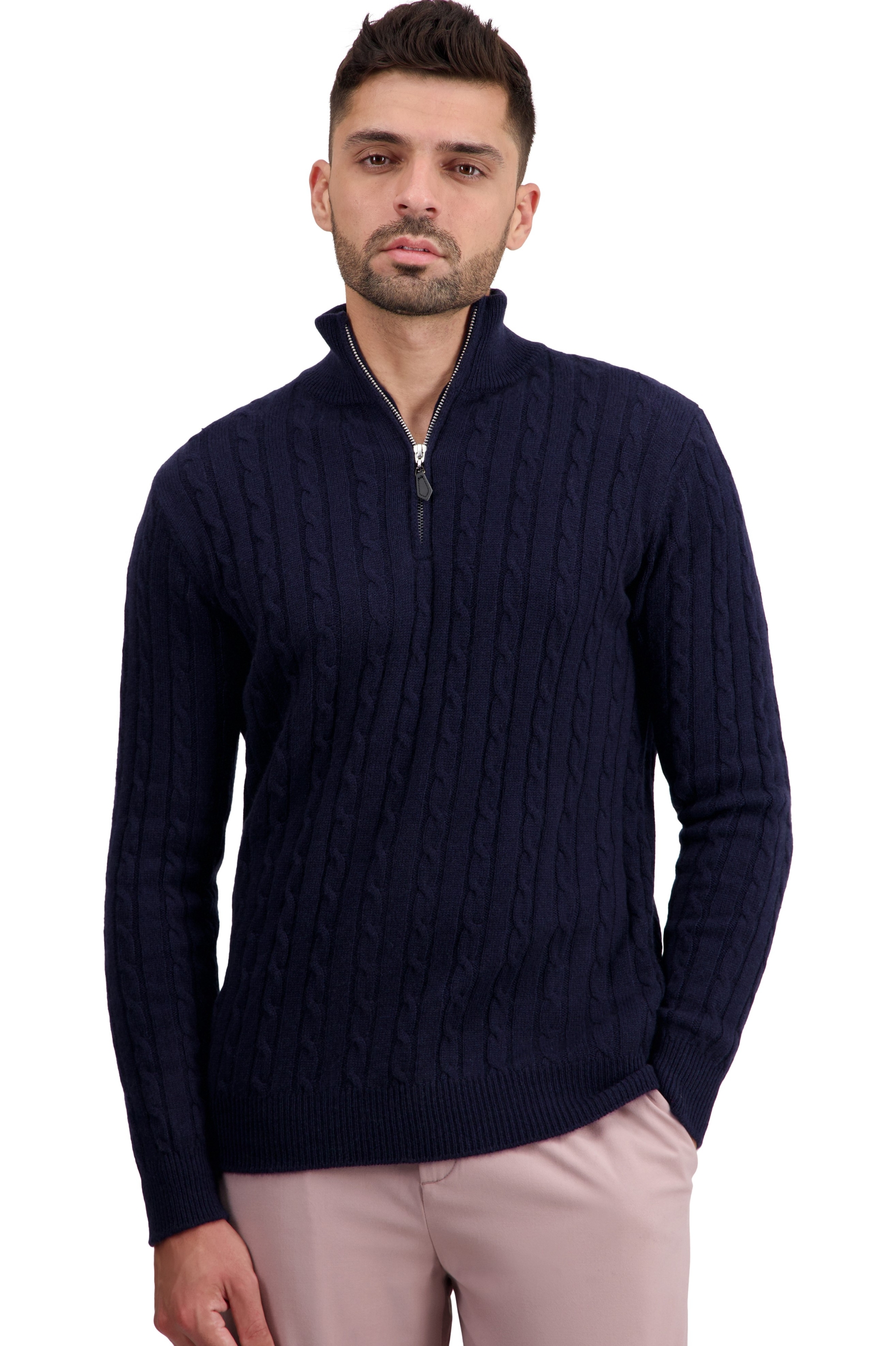 Cashmere men polo style sweaters taurus dress blue 4xl