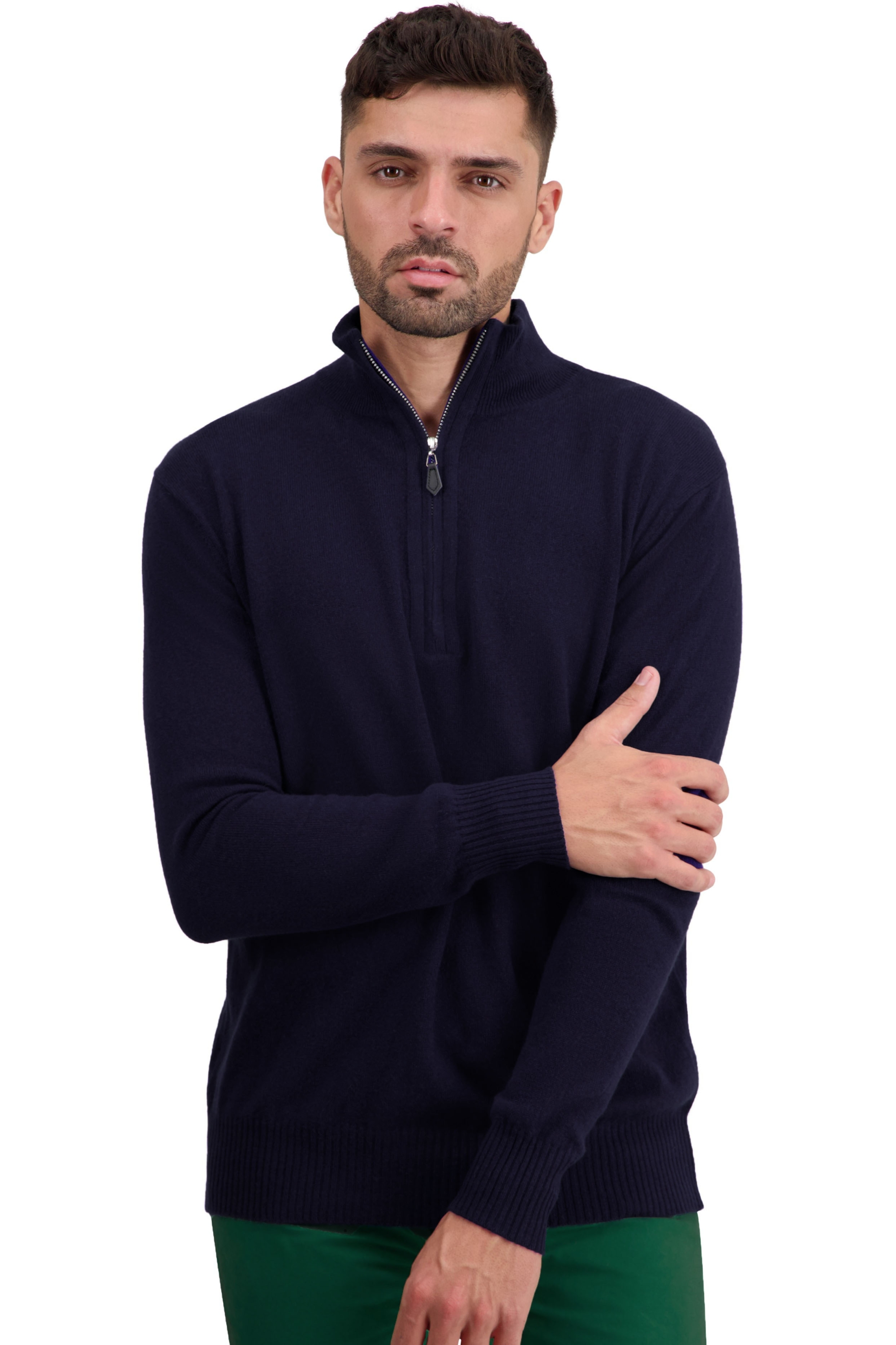 Cashmere men polo style sweaters toulon first dress blue 2xl