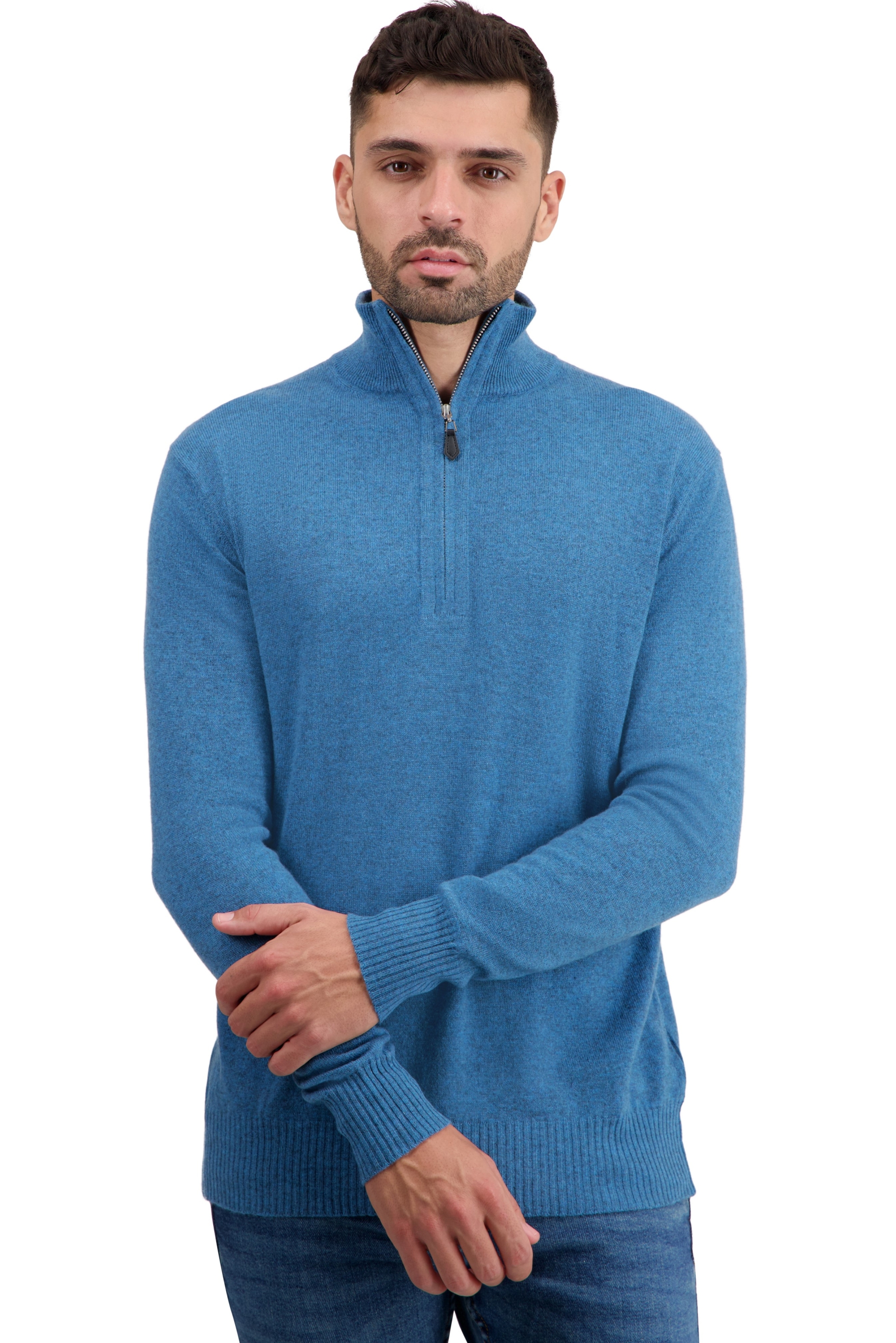 Cashmere men polo style sweaters toulon first manor blue 3xl