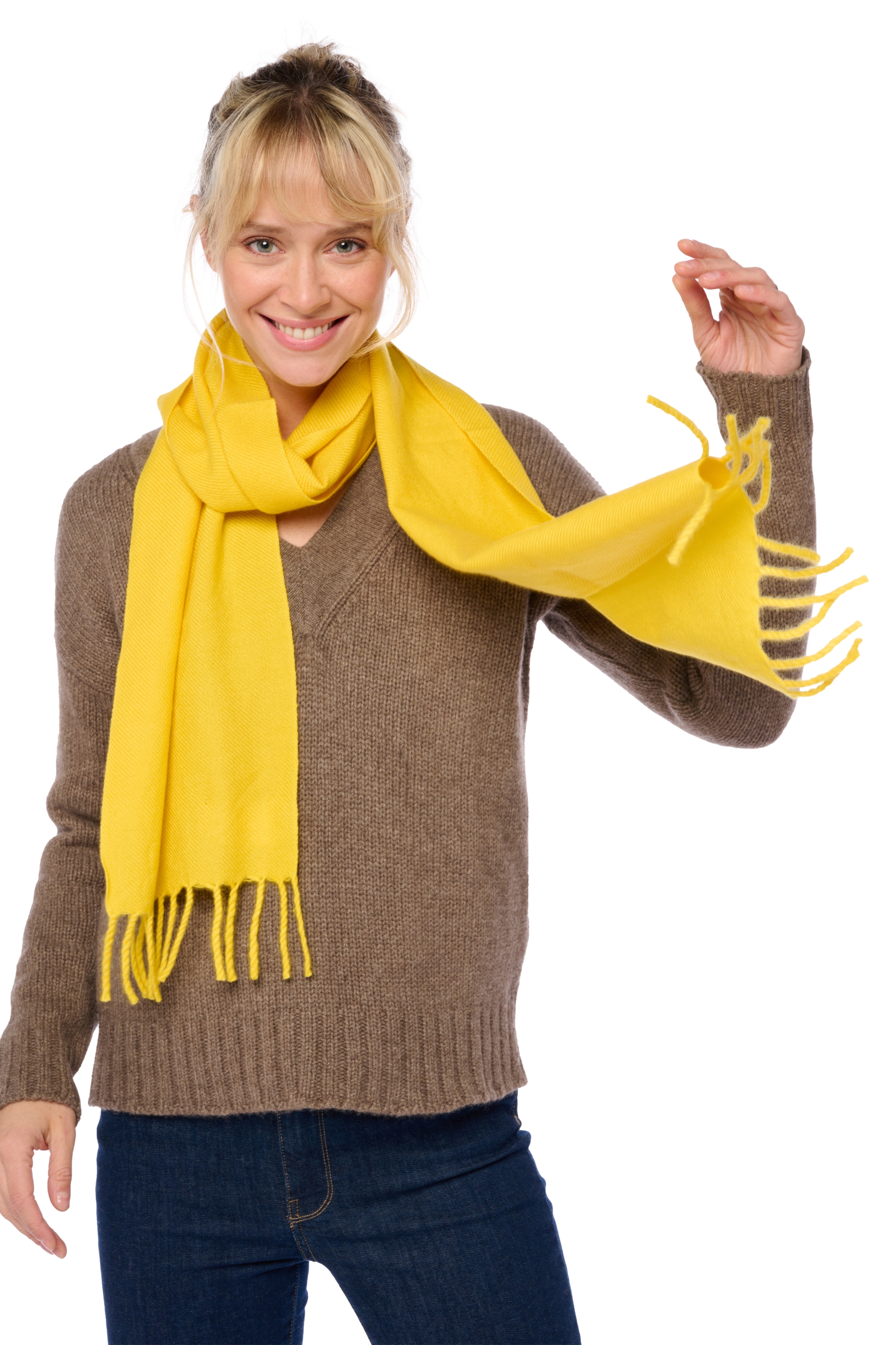 Cashmere men scarves mufflers kazu170 cyber yellow 170 x 25 cm