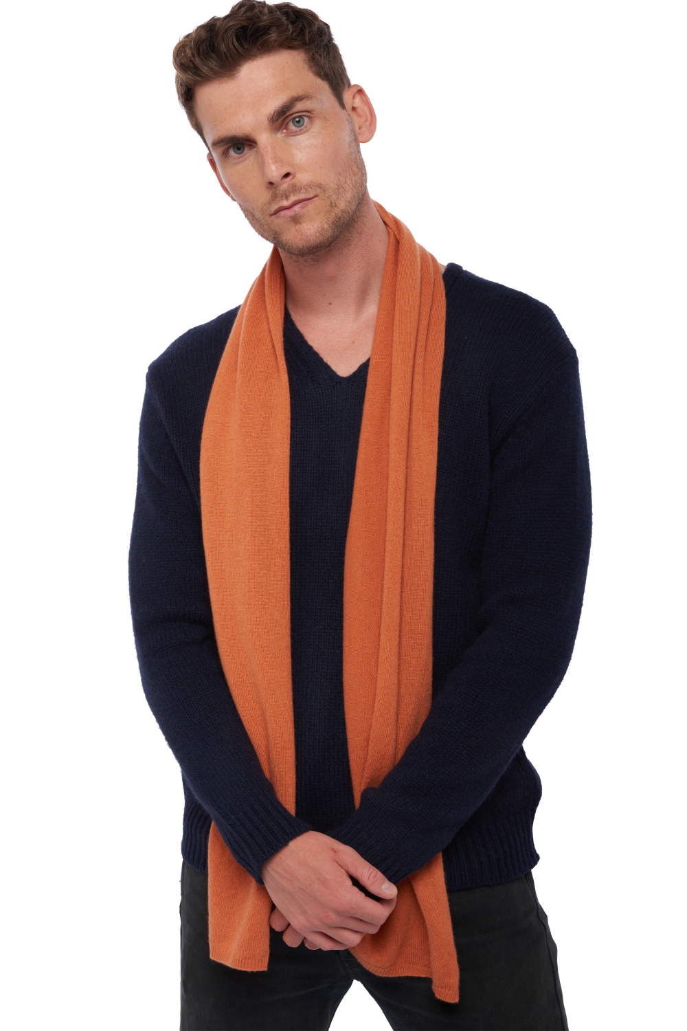 Cashmere men scarves mufflers ozone butternut 160 x 30 cm