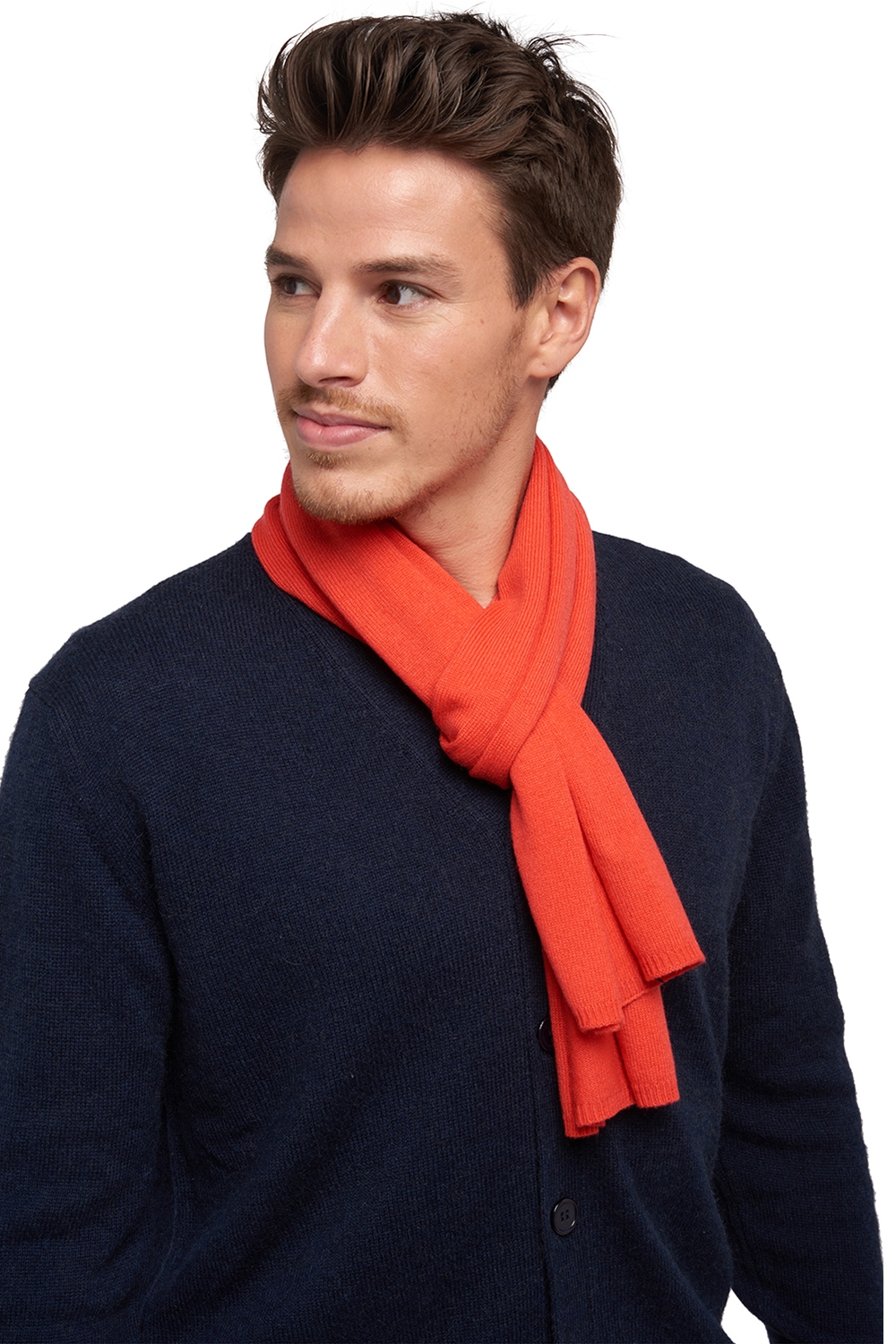 Cashmere men scarves mufflers ozone pinkorange 160 x 30 cm